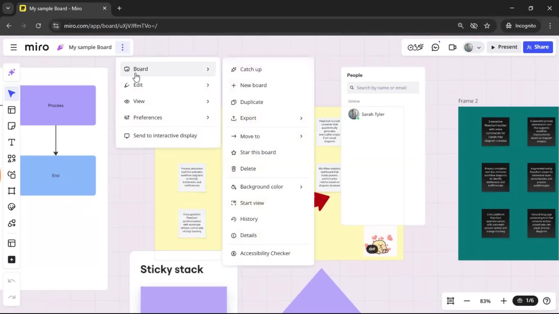 Exporting data screenshot