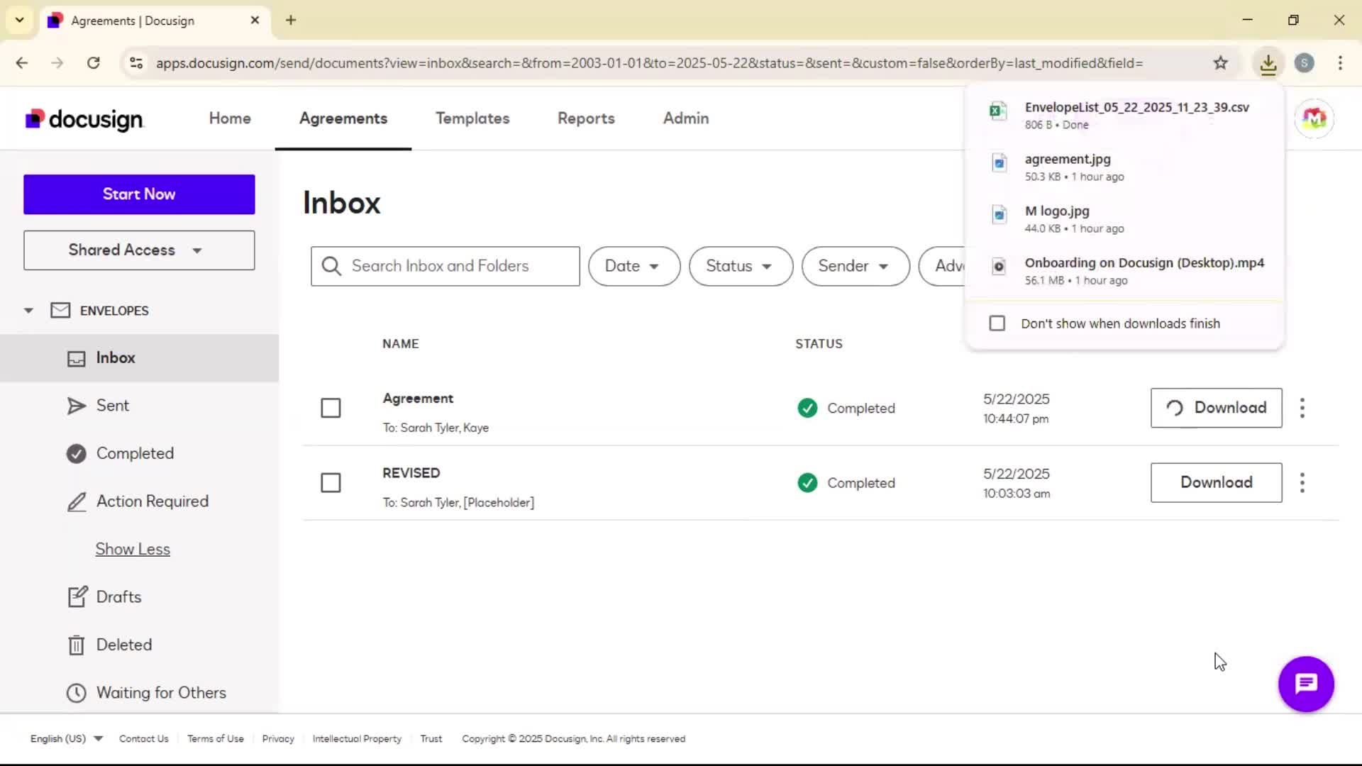 Exporting data screenshot