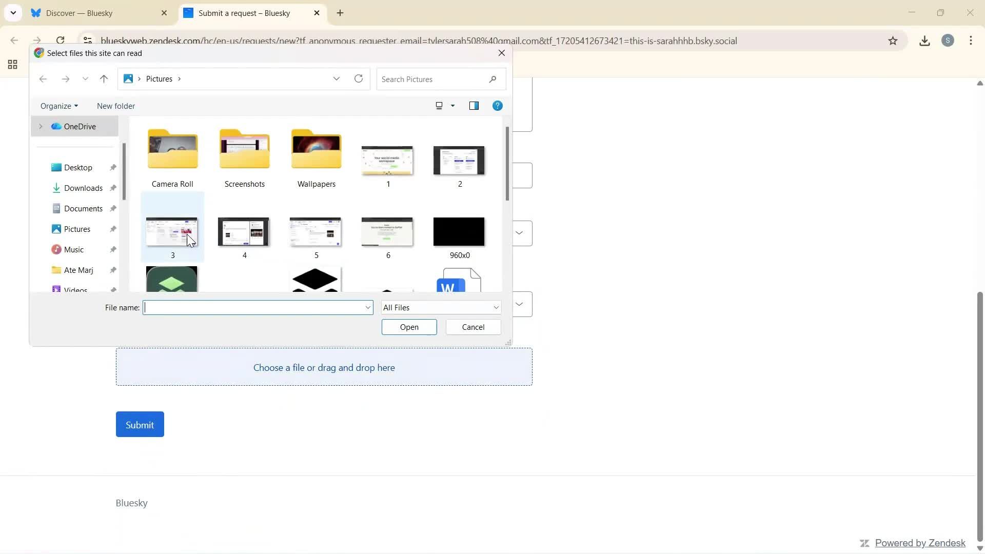 Giving feedback screenshot