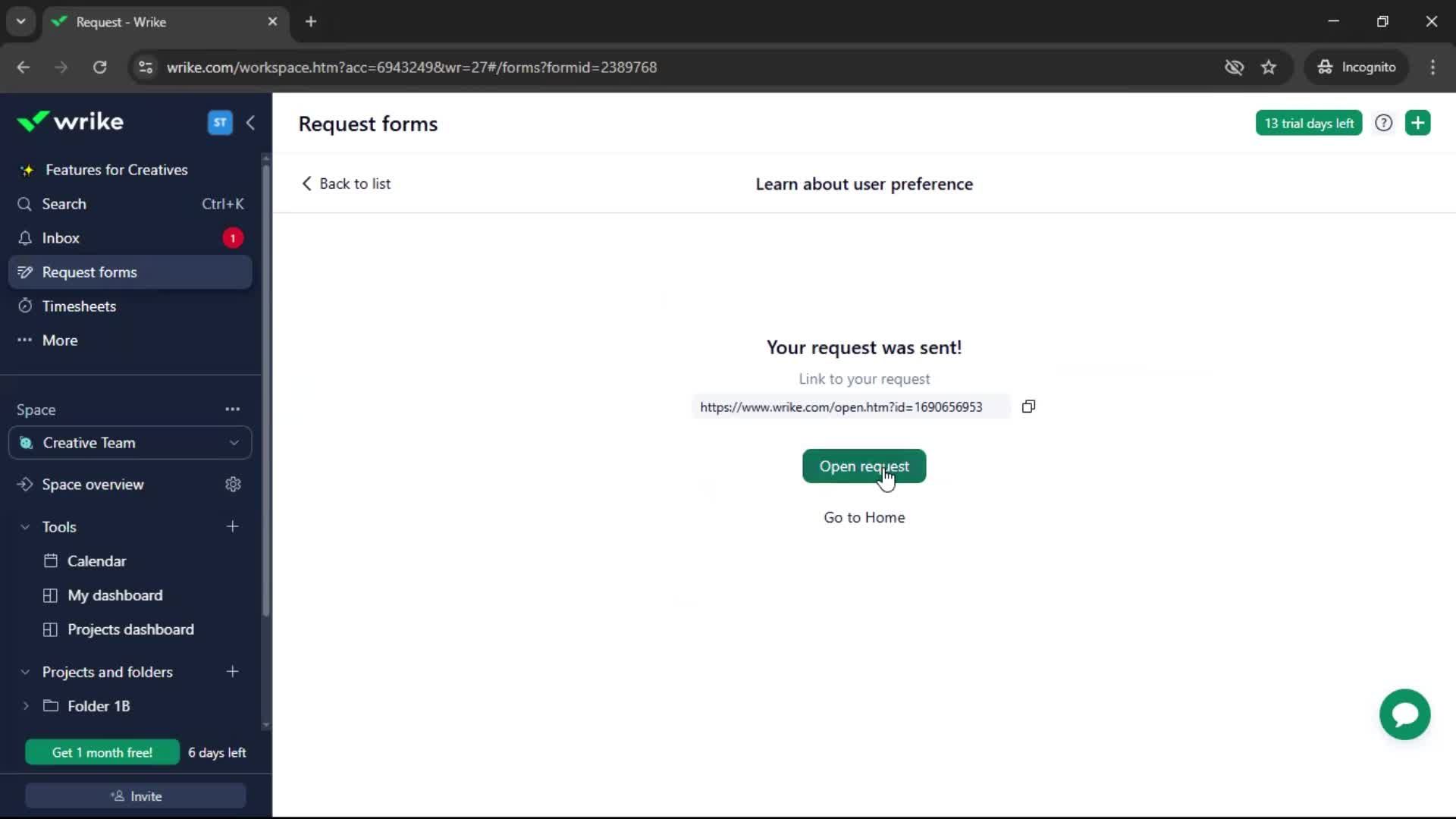 Filling in a form screenshot