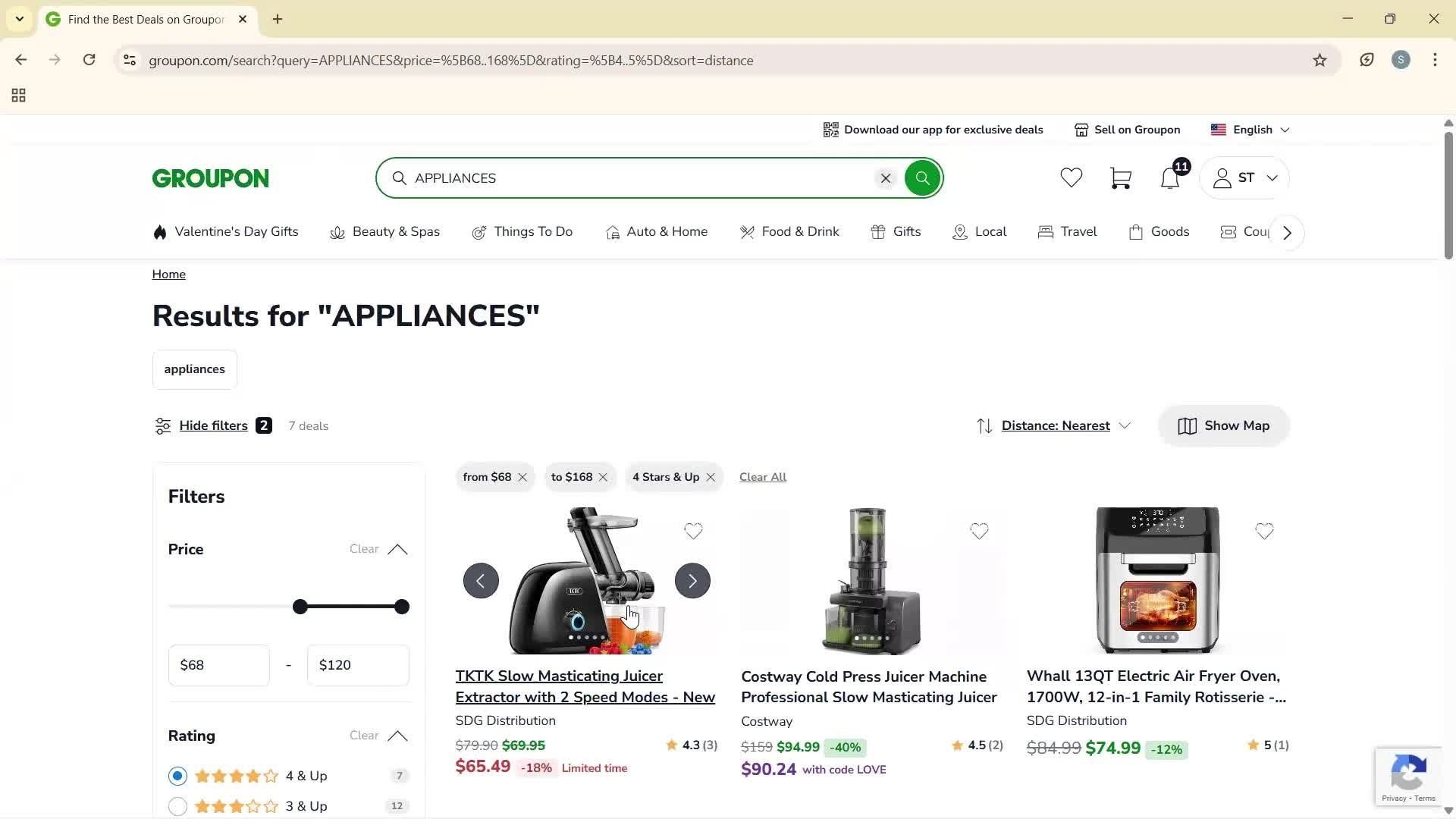 Filtering screenshot