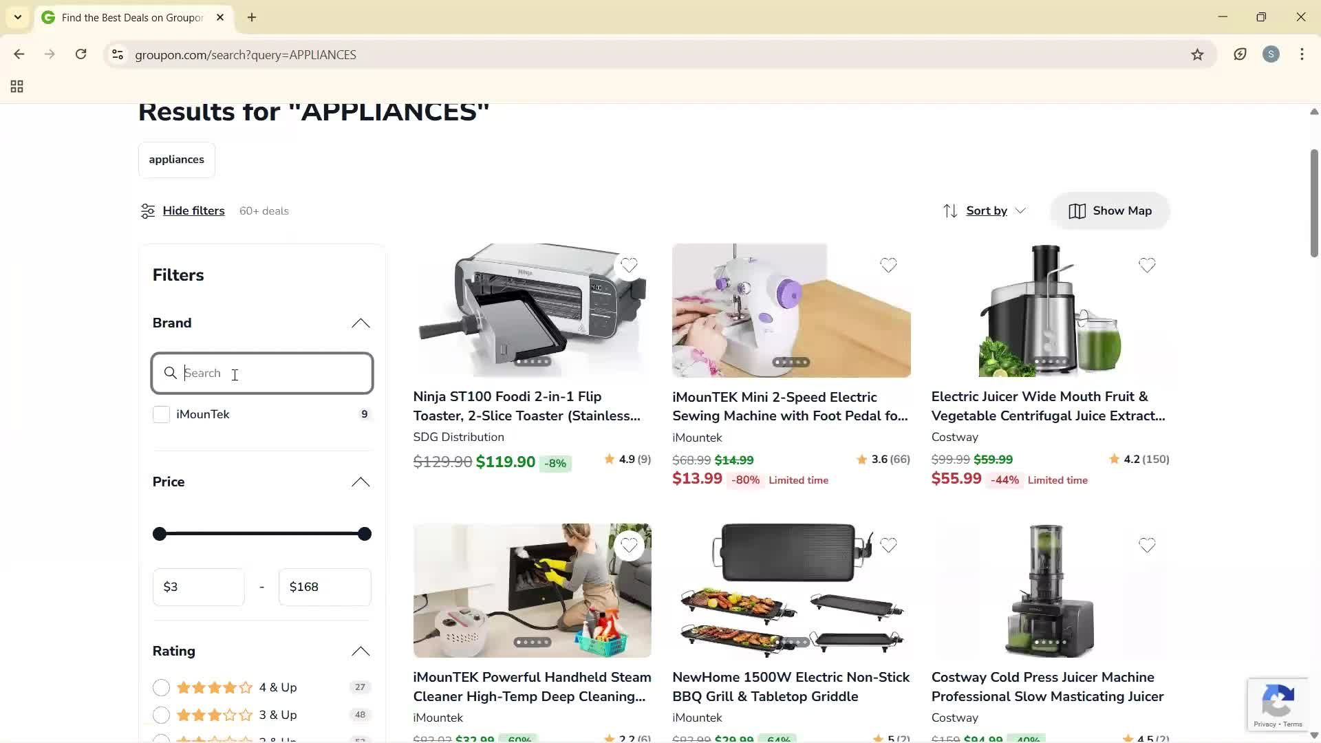 Filtering screenshot