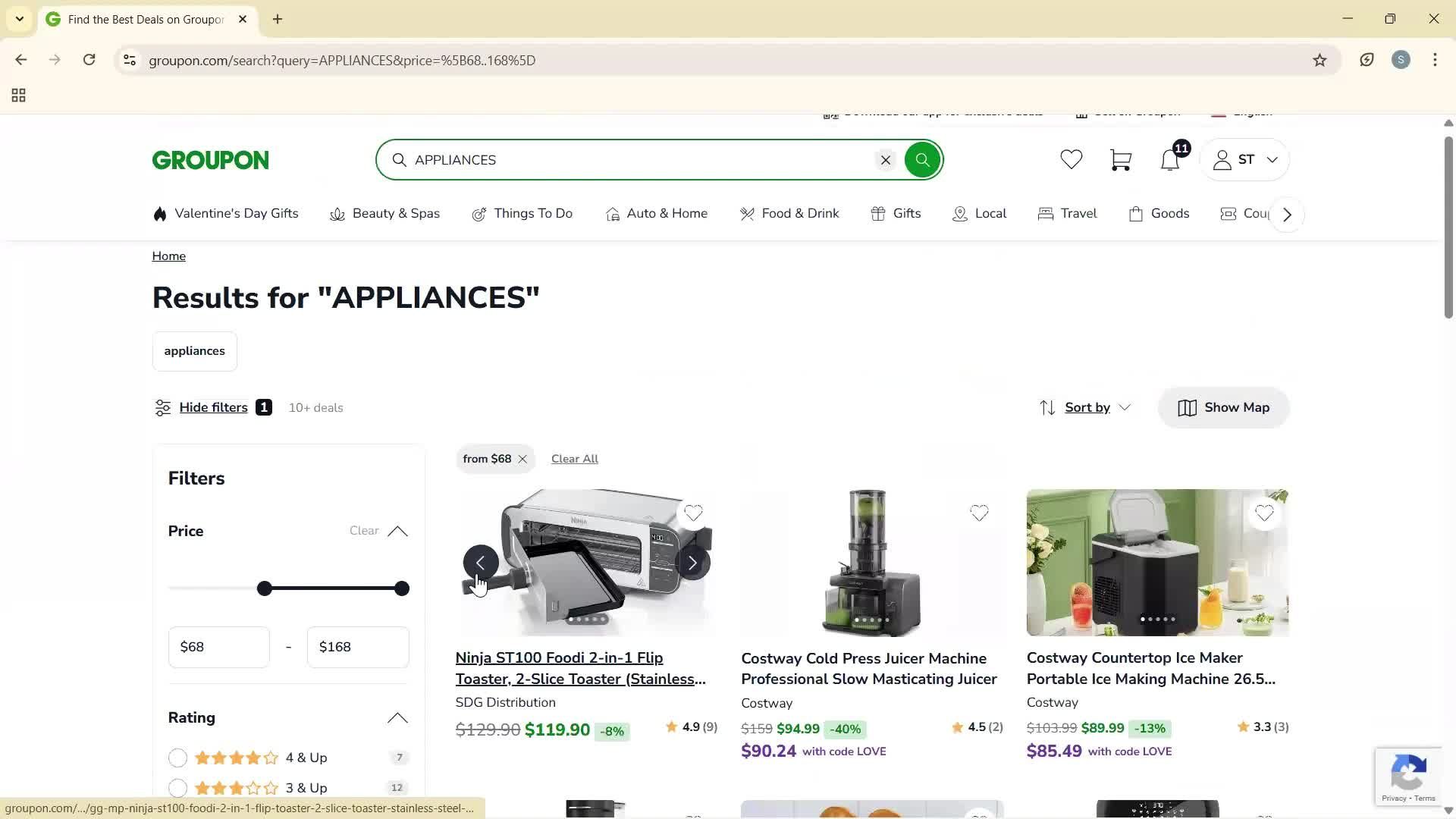 Filtering screenshot