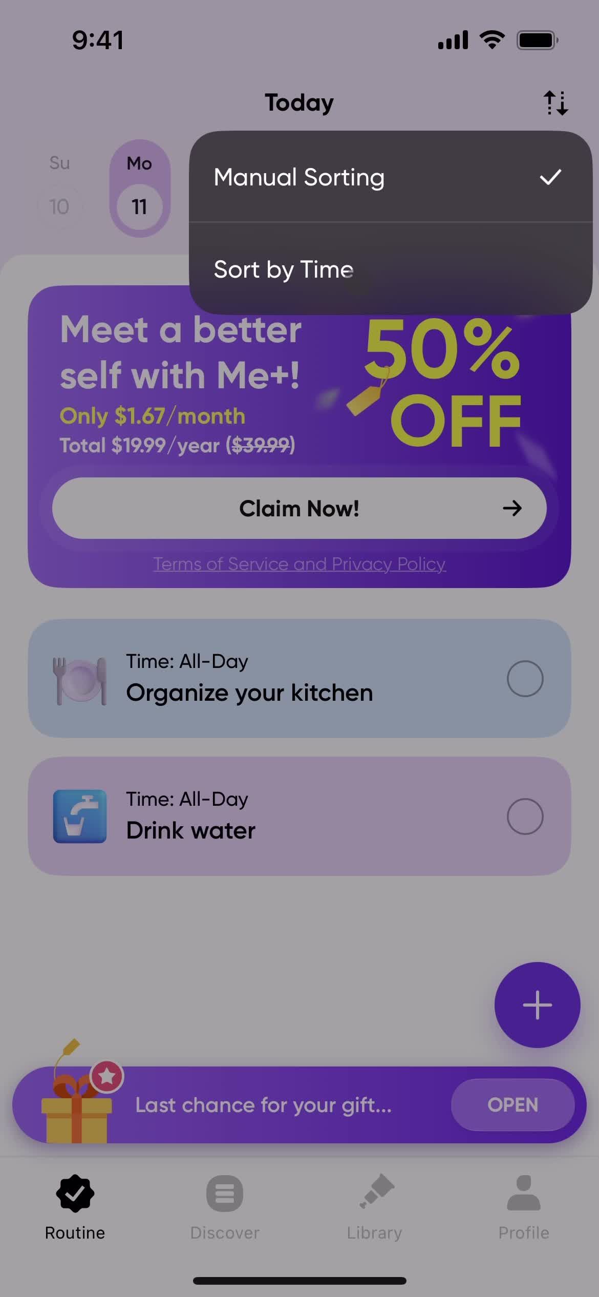Filtering and sorting screenshot