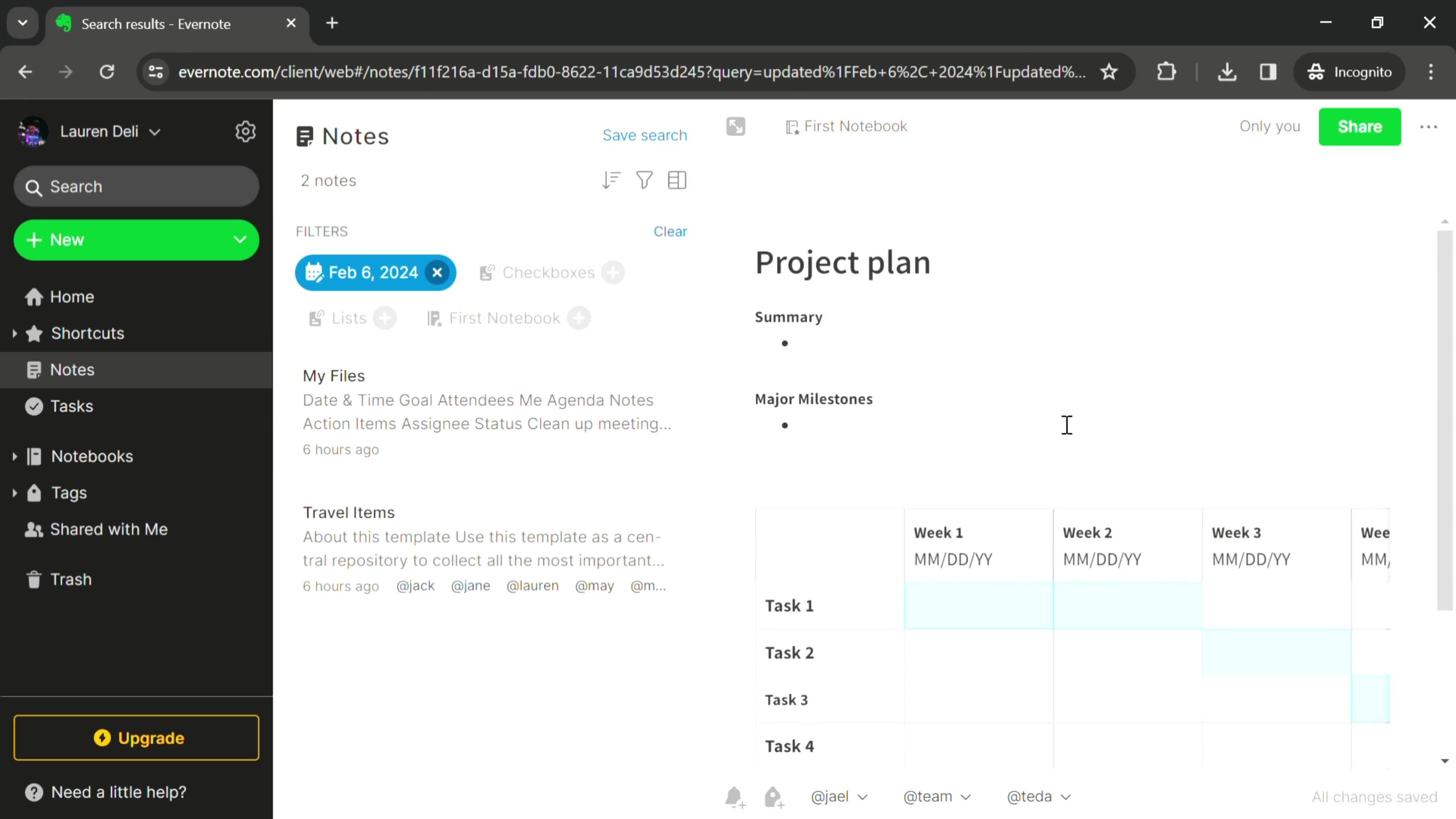 Filtering and sorting screenshot