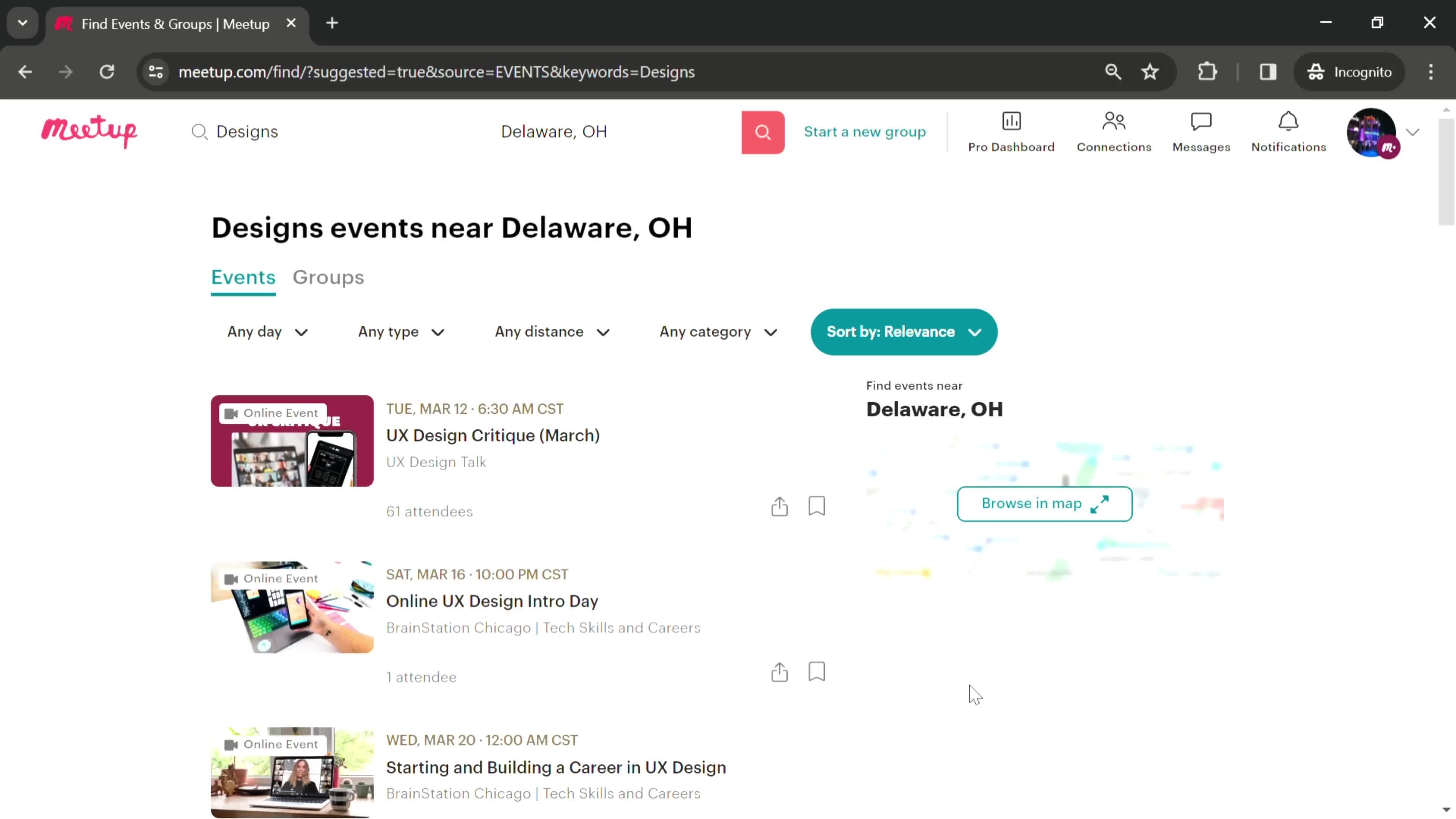 Filtering and sorting screenshot