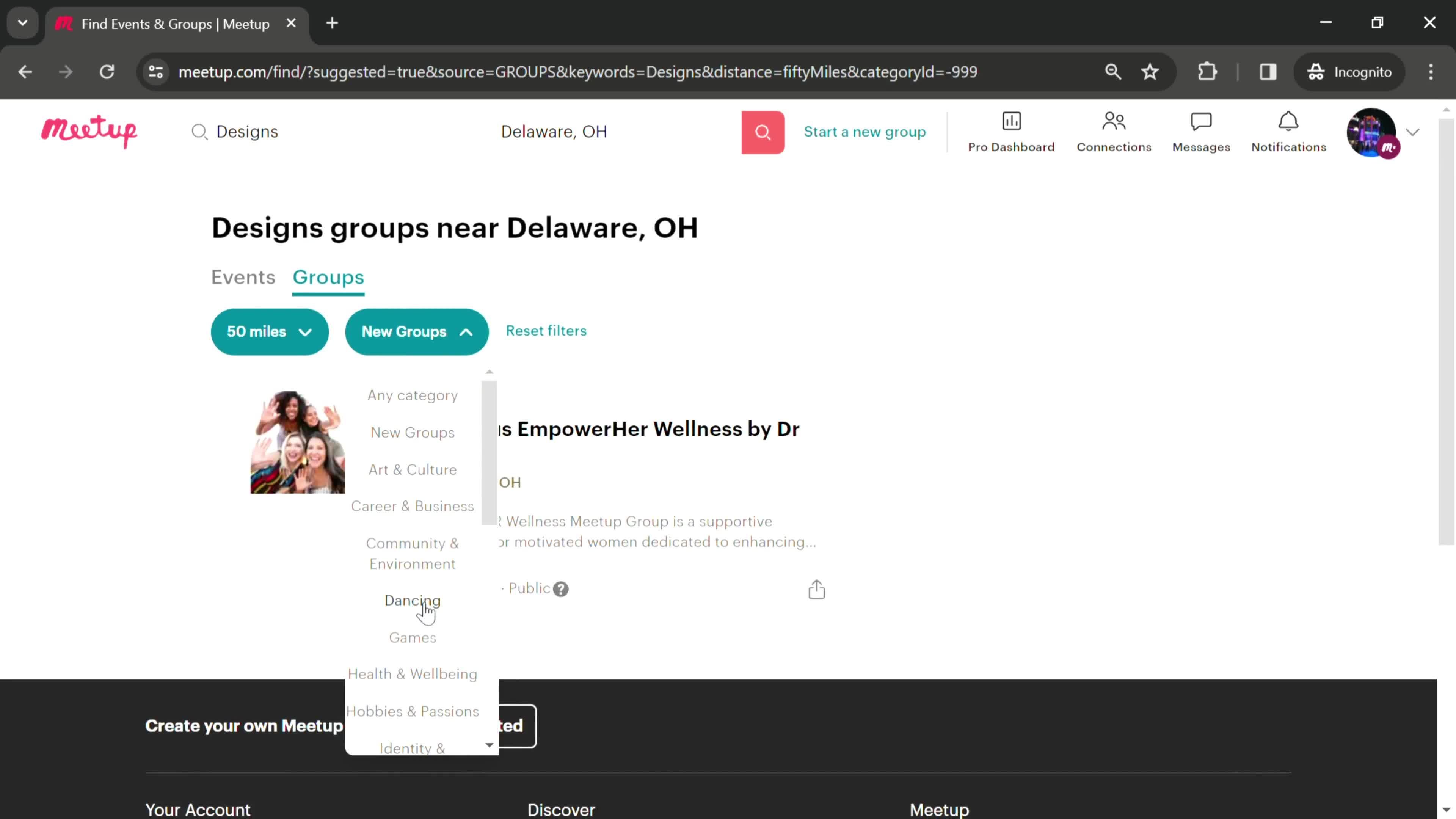 Filtering and sorting screenshot