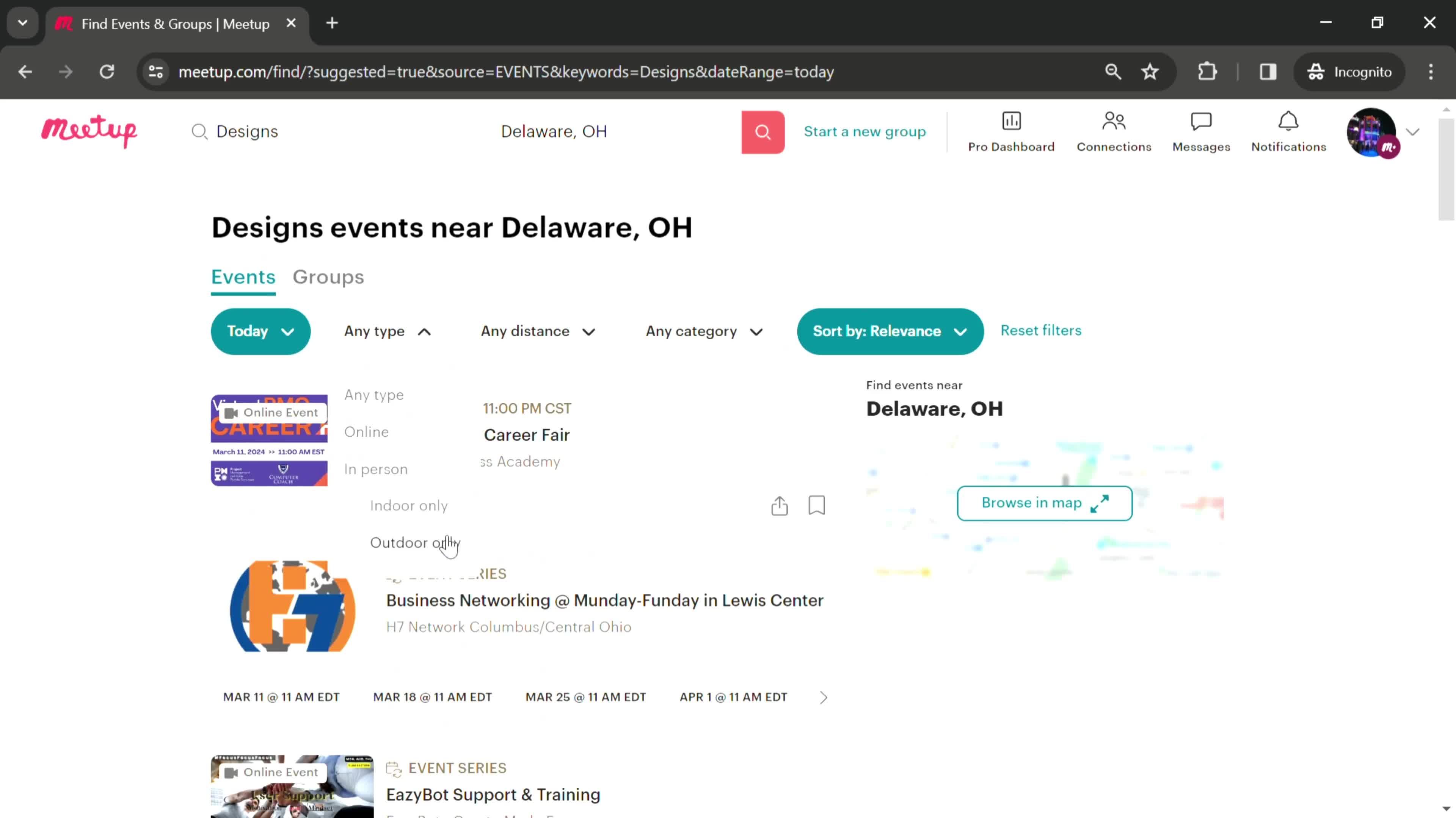 Filtering and sorting screenshot