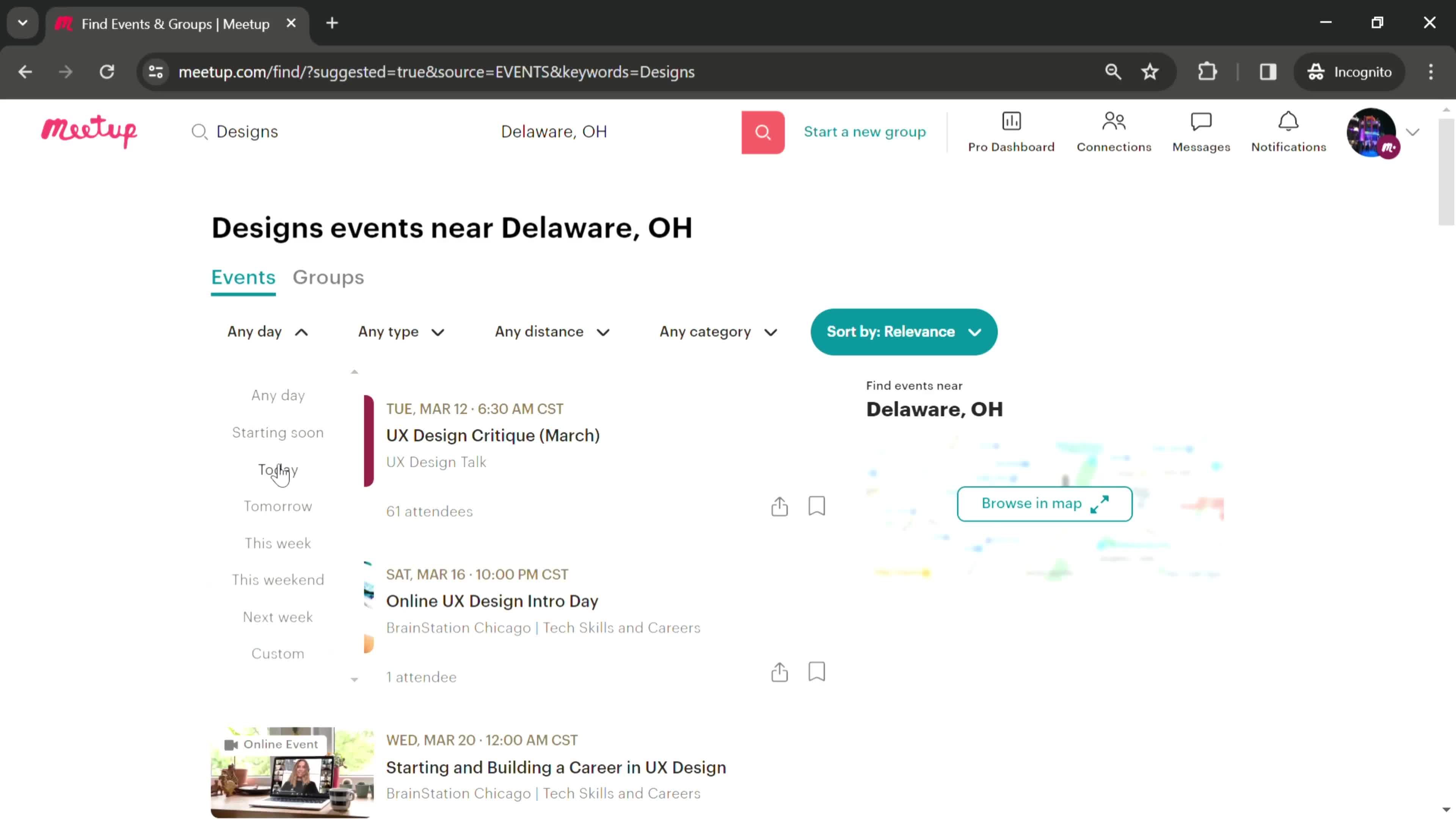 Filtering and sorting screenshot