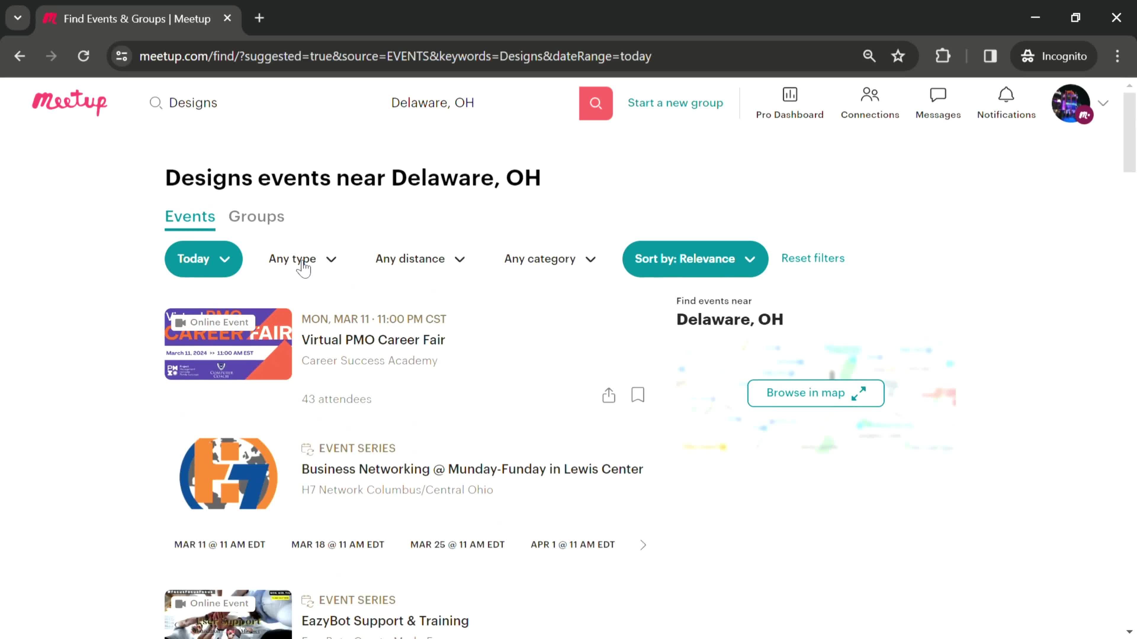 Filtering and sorting screenshot