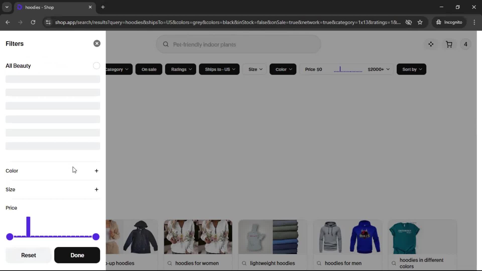 Filtering and sorting screenshot