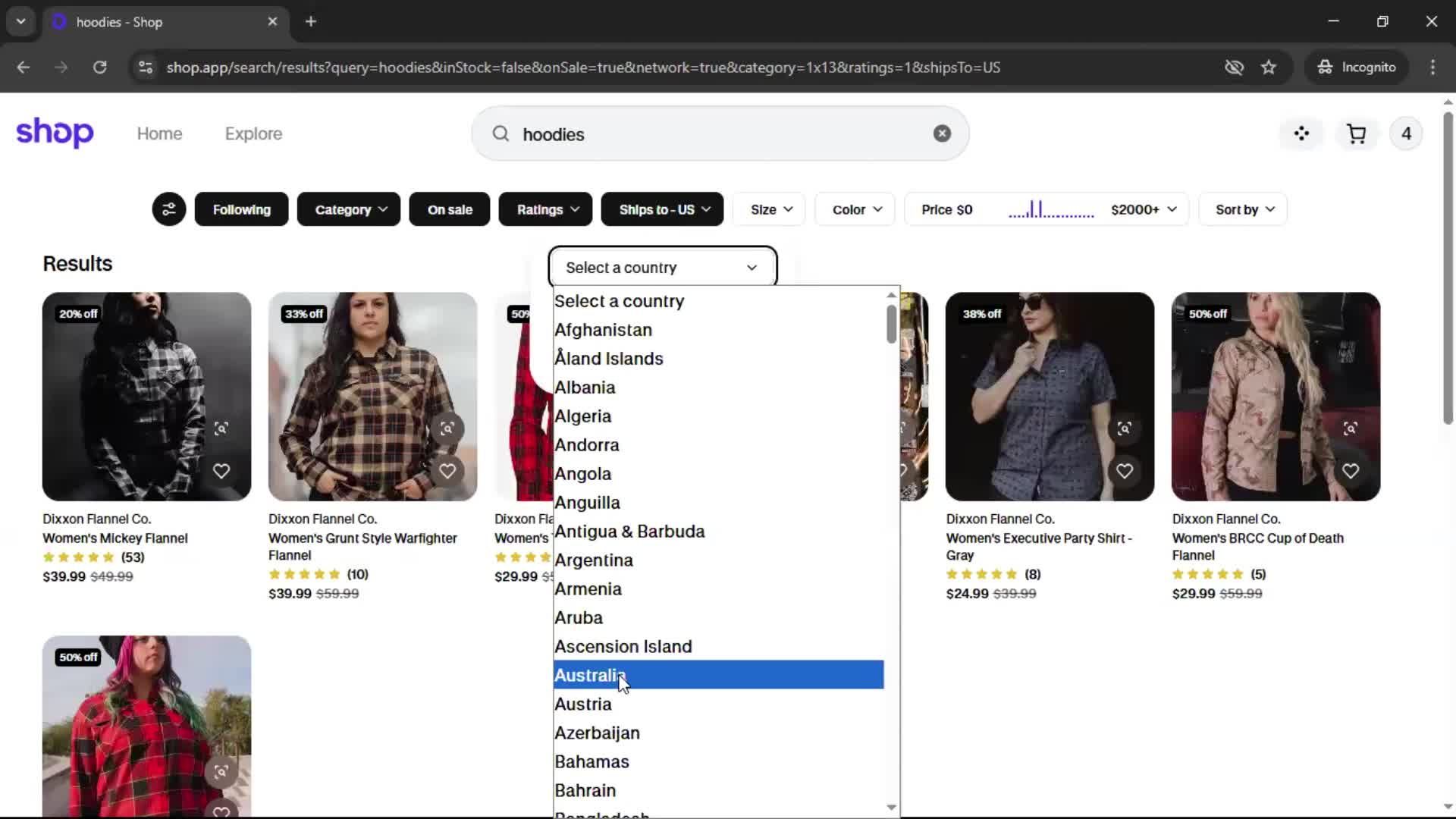 Filtering and sorting screenshot