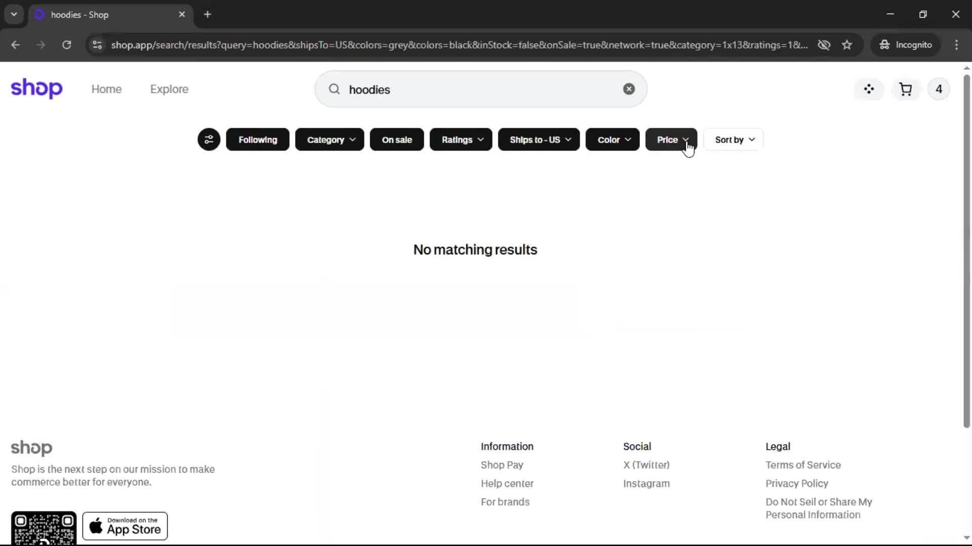 Filtering and sorting screenshot