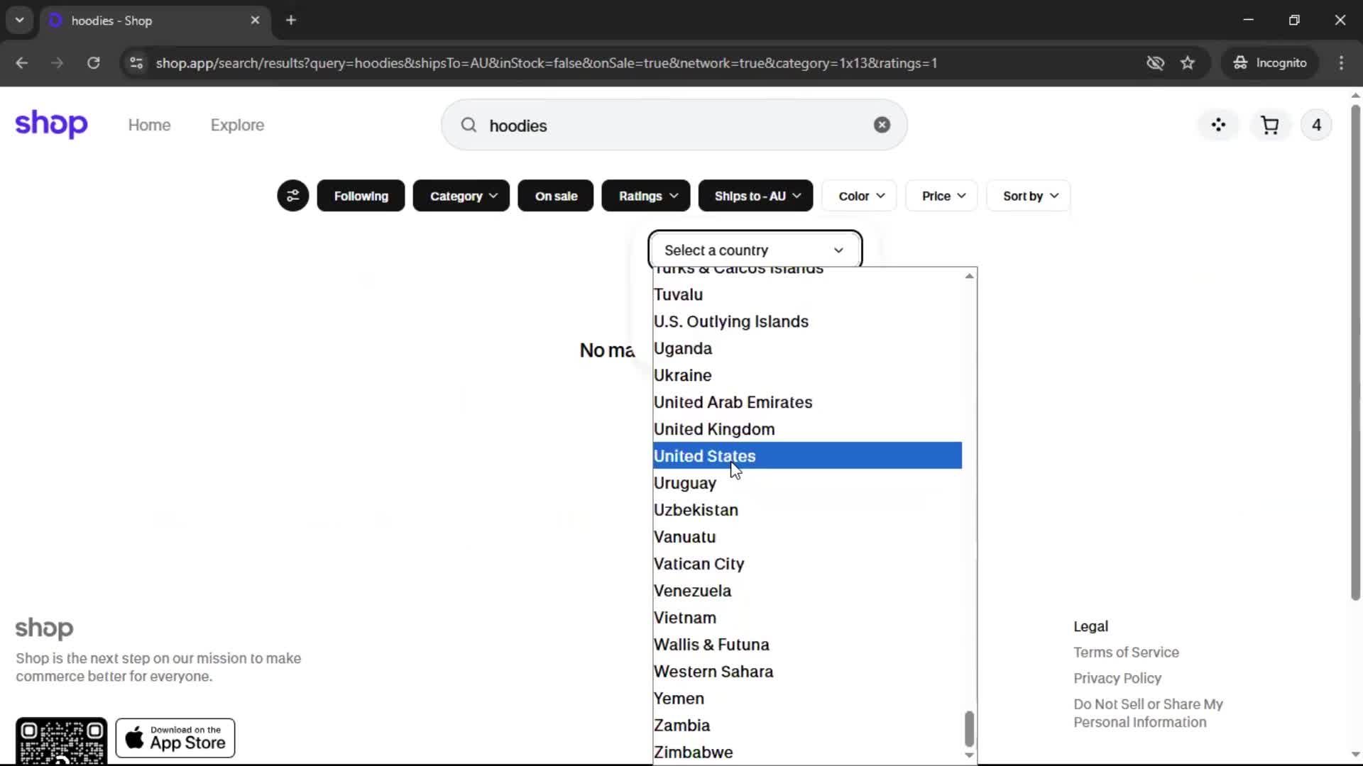 Filtering and sorting screenshot