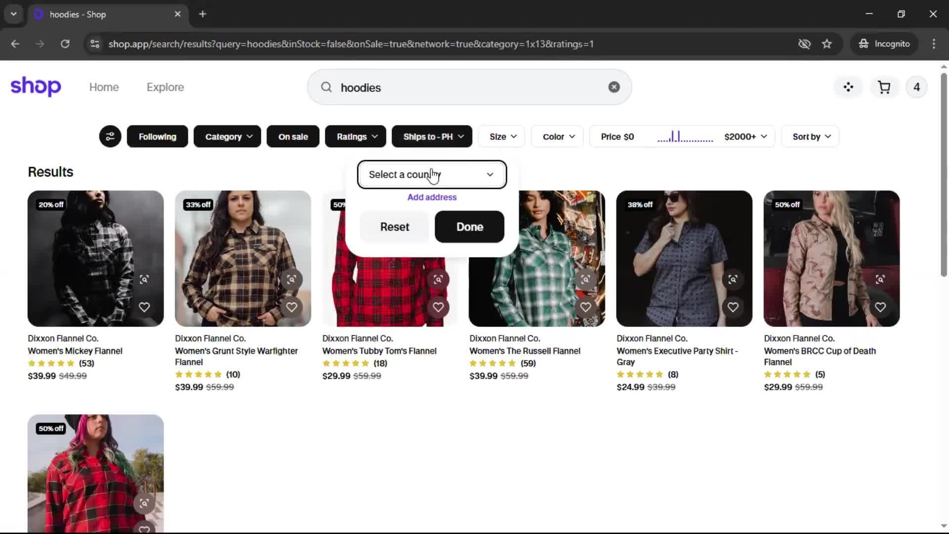 Filtering and sorting screenshot