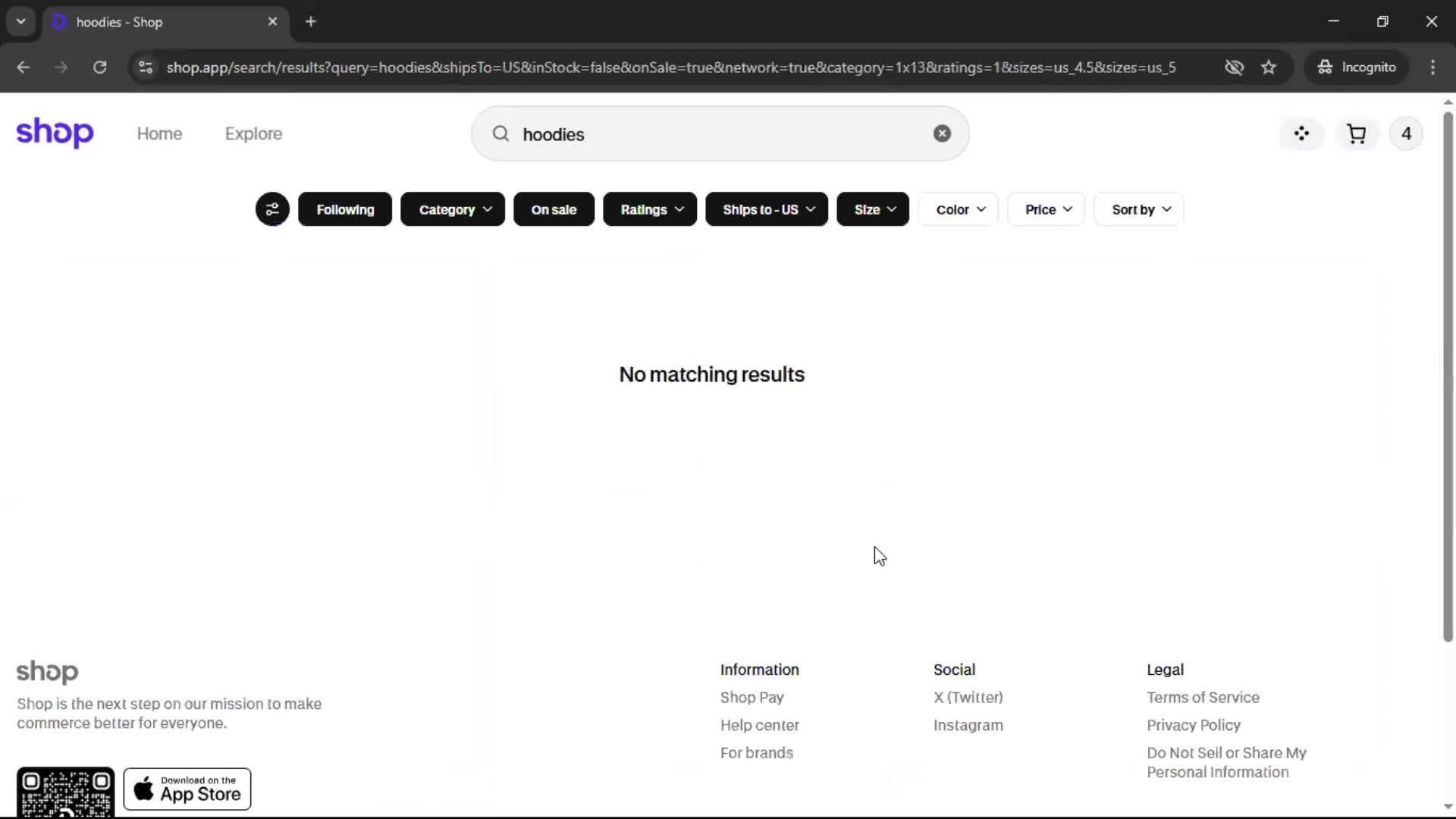 Filtering and sorting screenshot