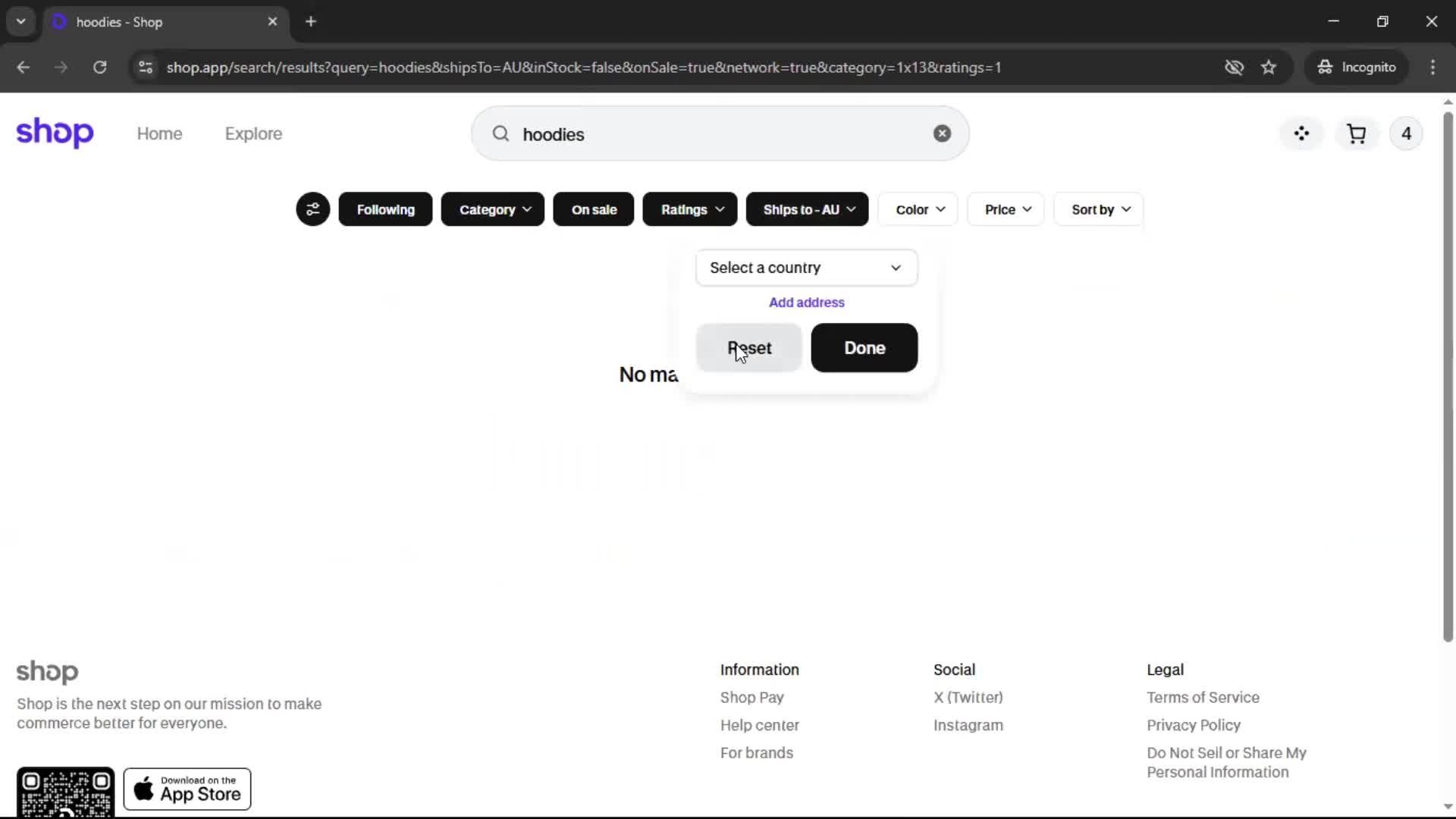 Filtering and sorting screenshot