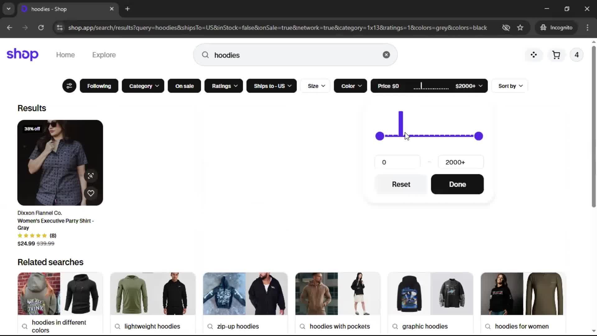 Filtering and sorting screenshot