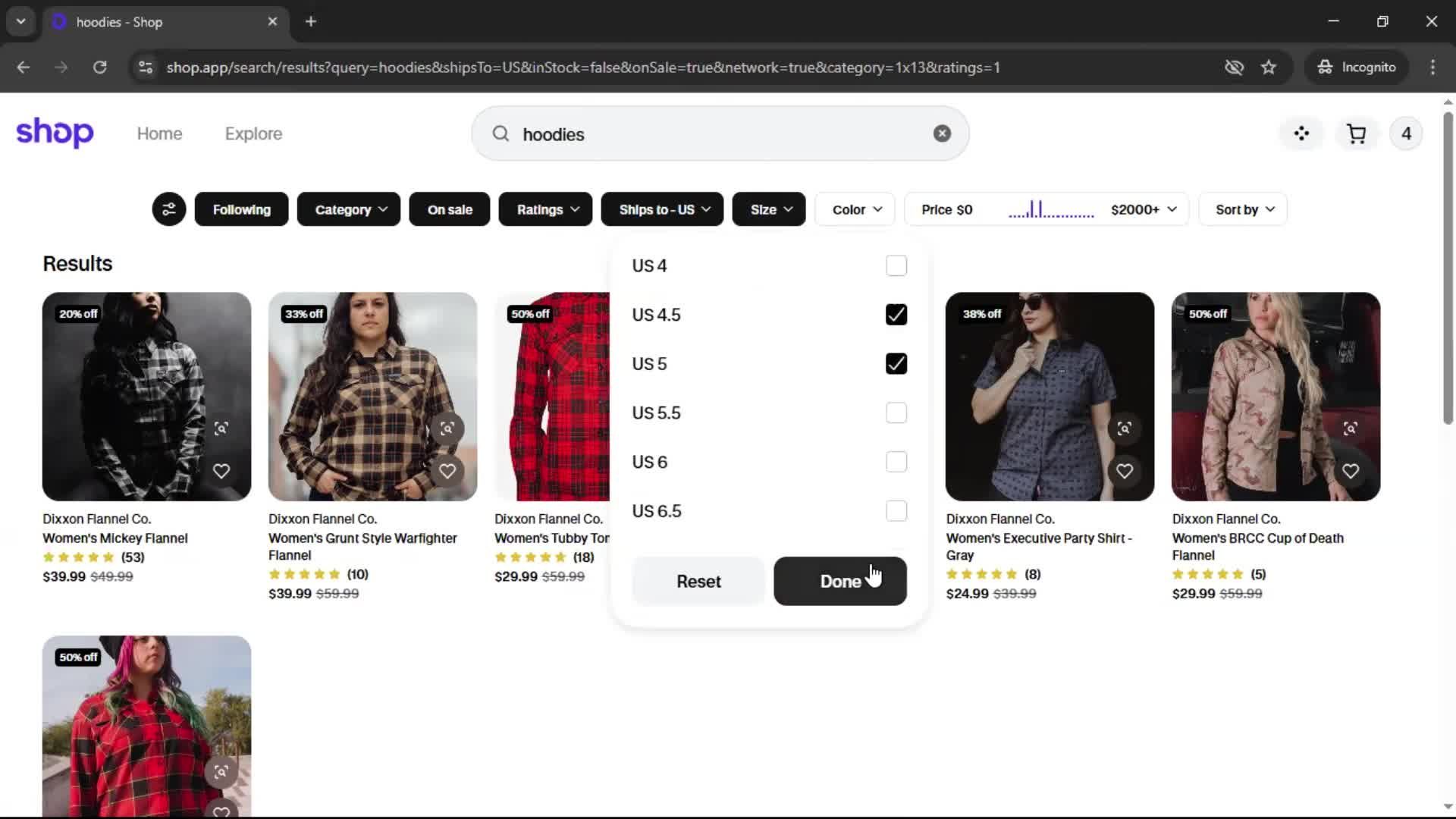 Filtering and sorting screenshot