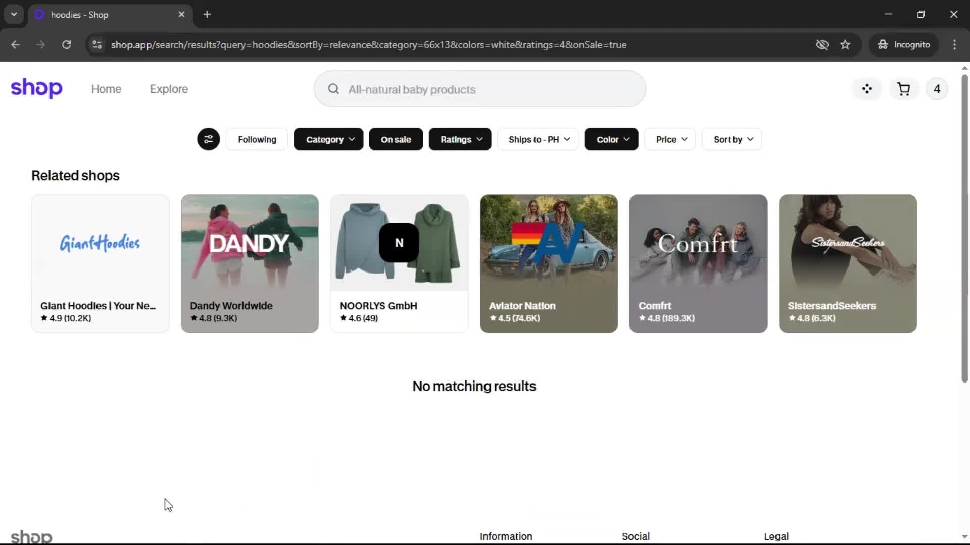Filtering and sorting screenshot
