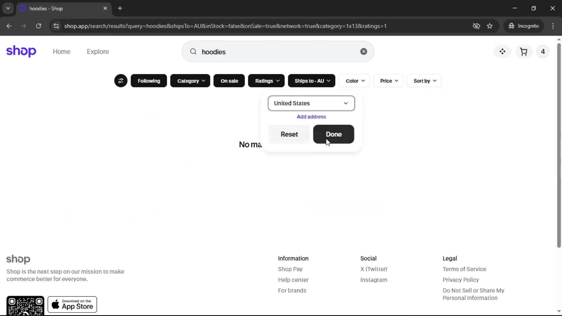 Filtering and sorting screenshot