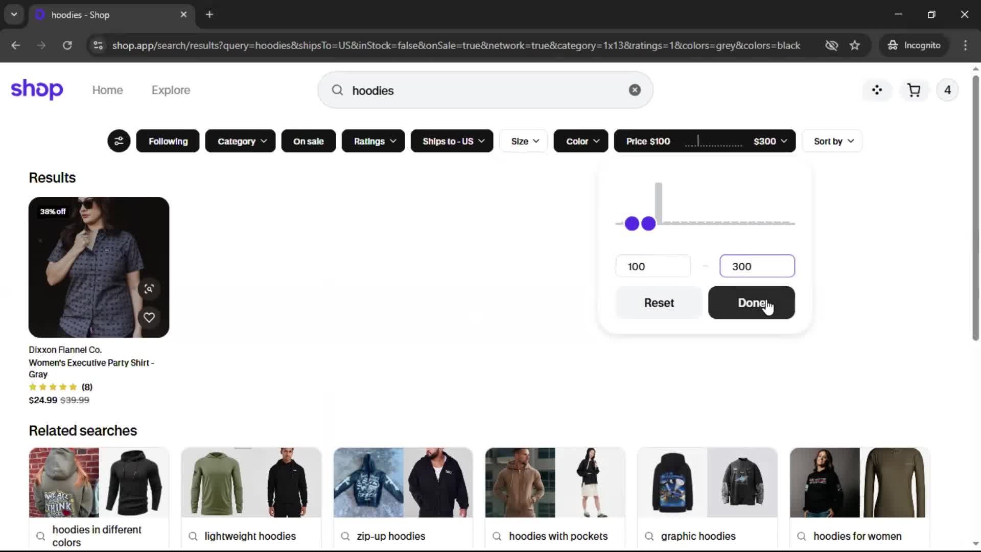 Filtering and sorting screenshot