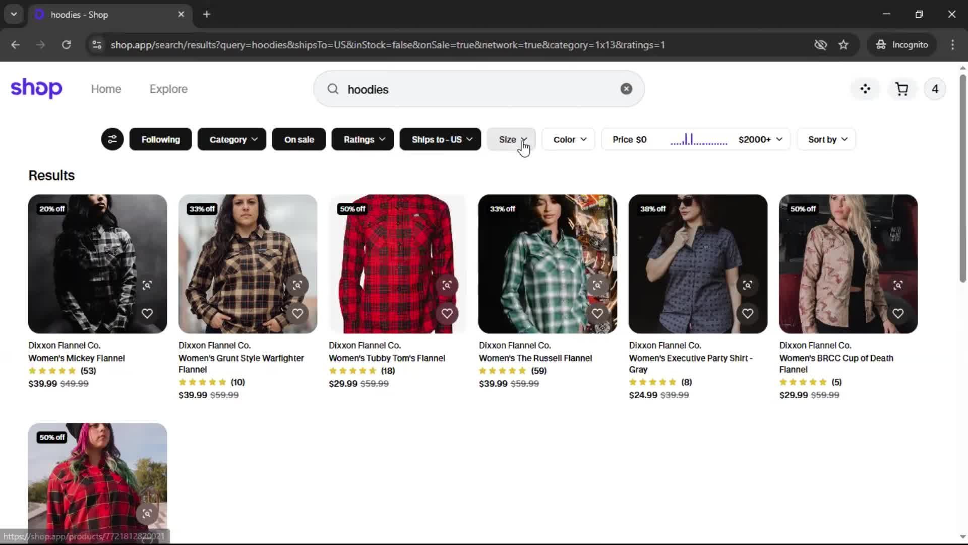 Filtering and sorting screenshot