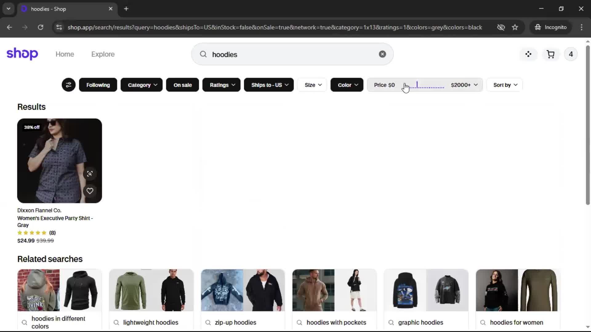 Filtering and sorting screenshot