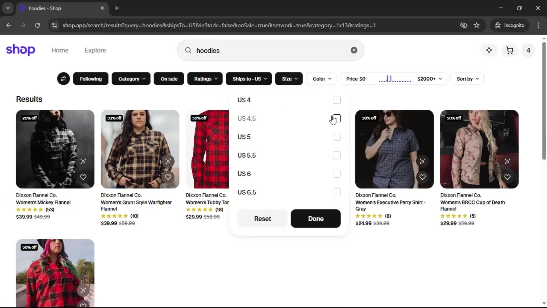 Filtering and sorting screenshot