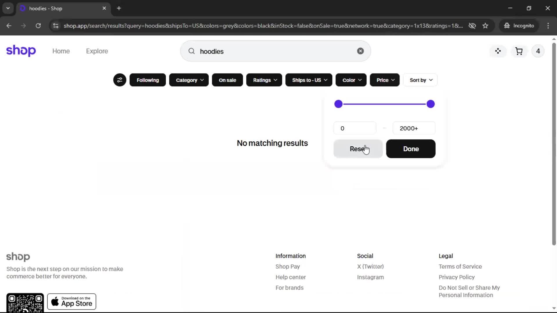 Filtering and sorting screenshot