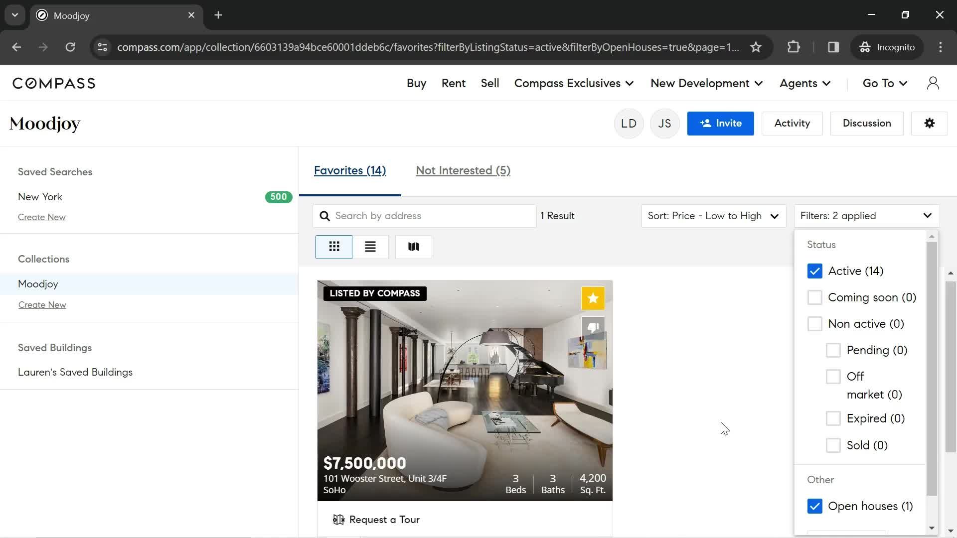 Filtering and sorting screenshot