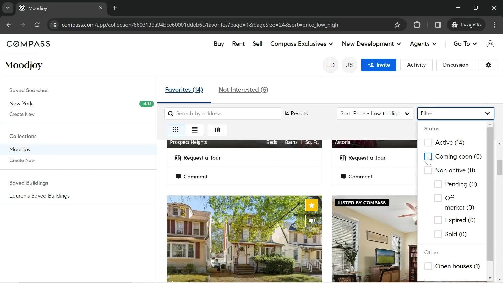 Filtering and sorting screenshot