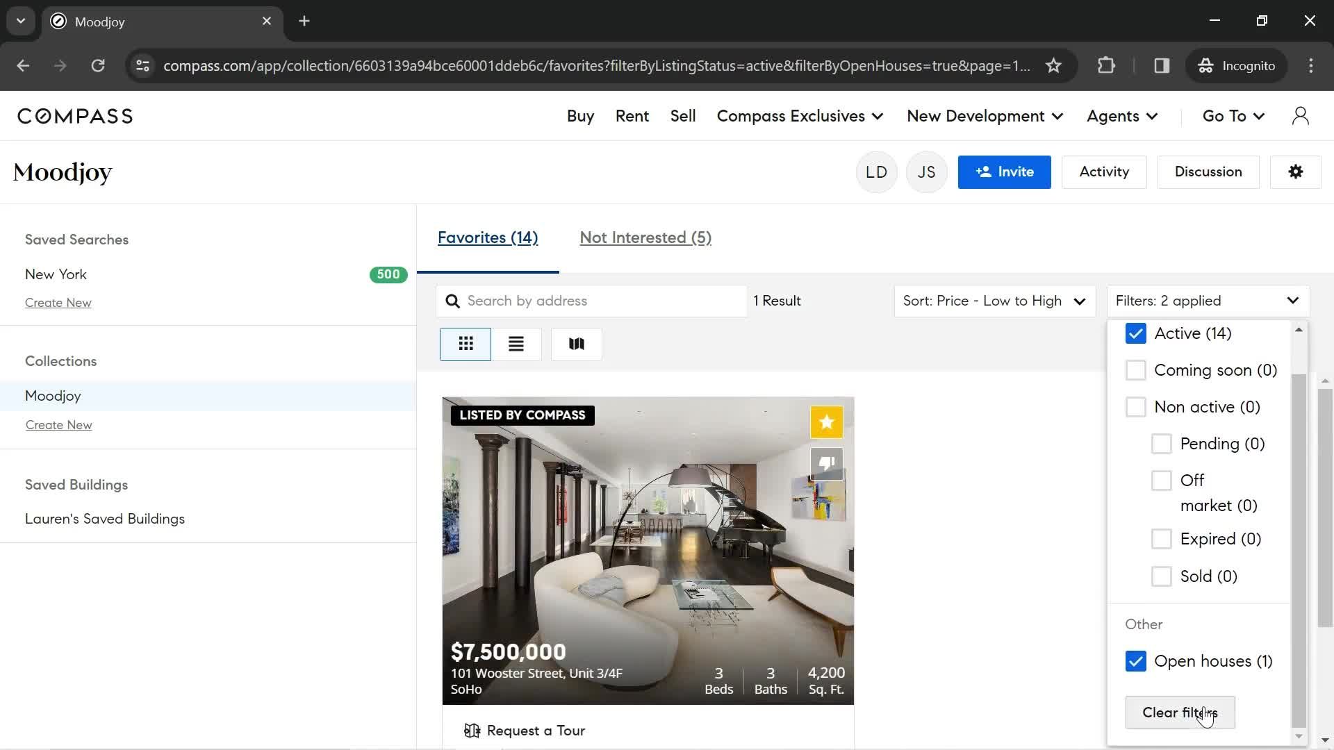 Filtering and sorting screenshot