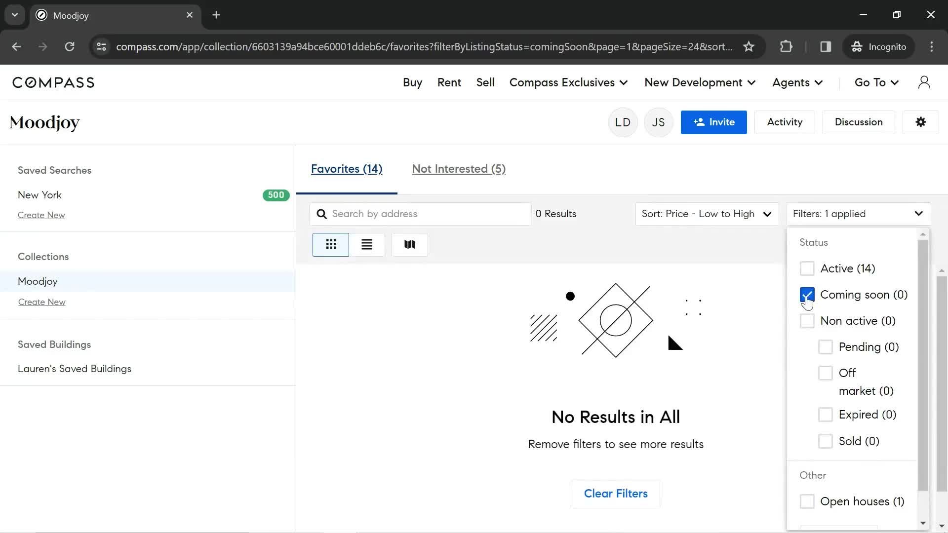 Filtering and sorting screenshot