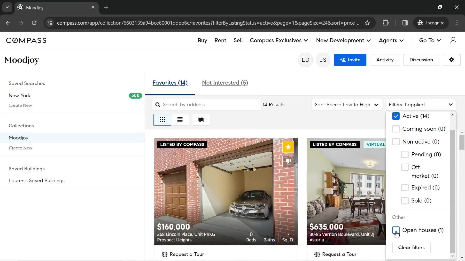 Filtering and sorting screenshot