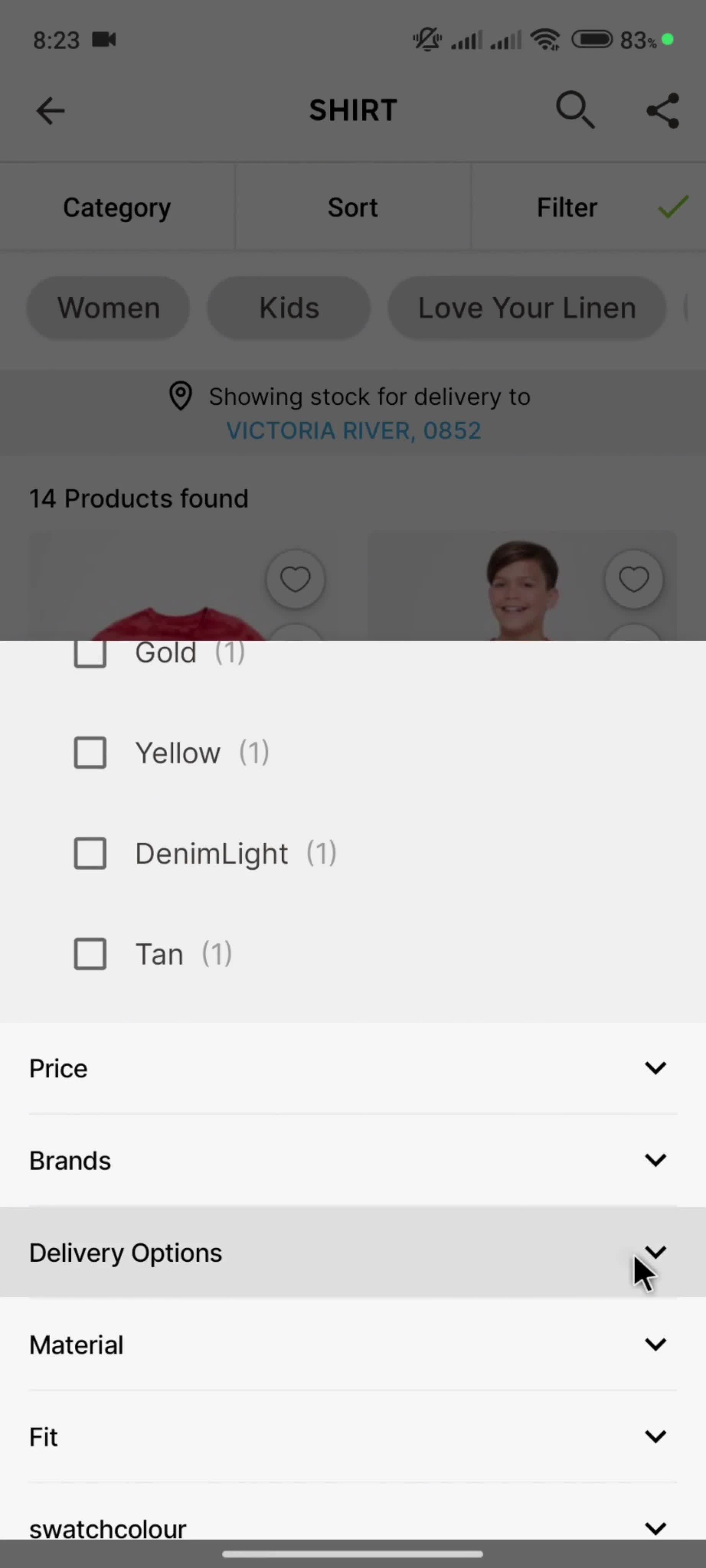 Filtering and sorting screenshot