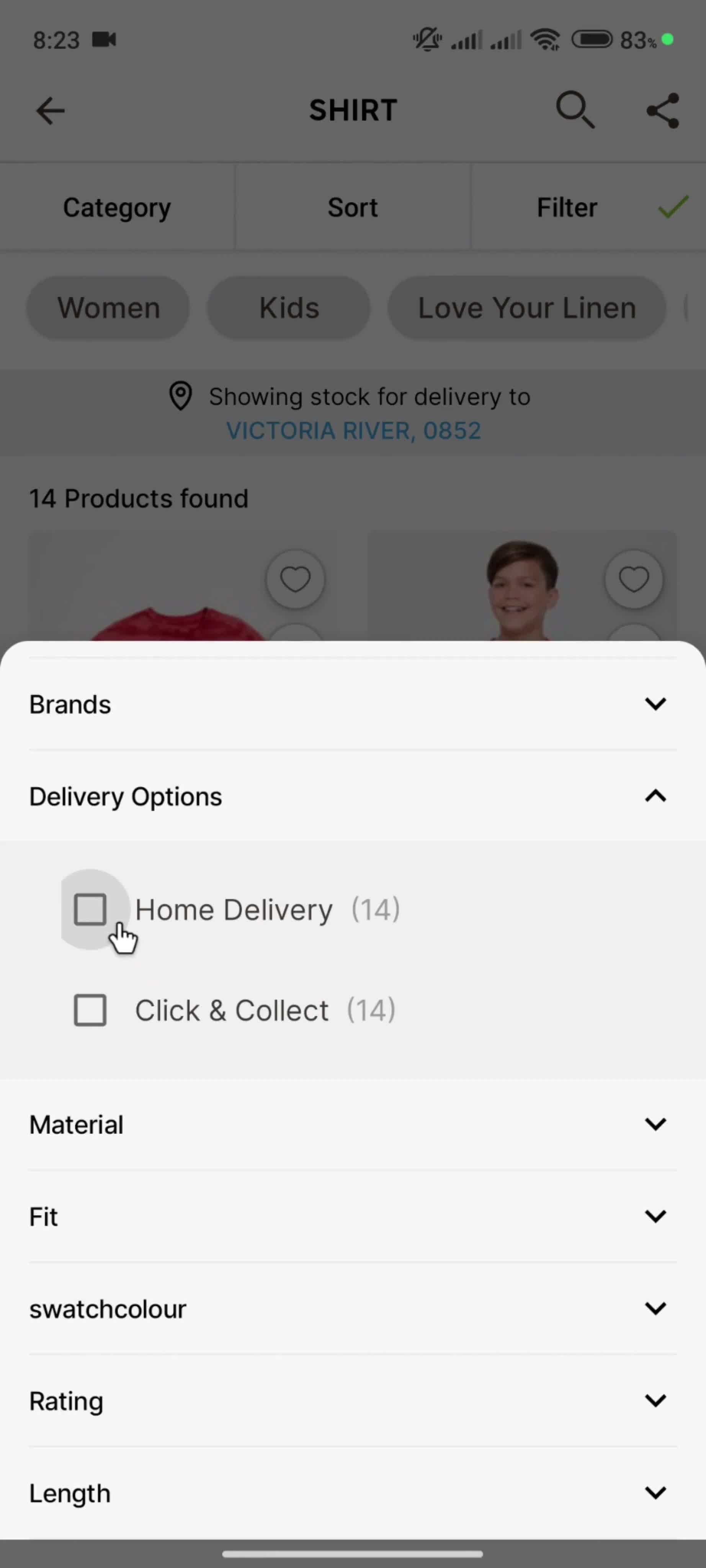 Filtering and sorting screenshot