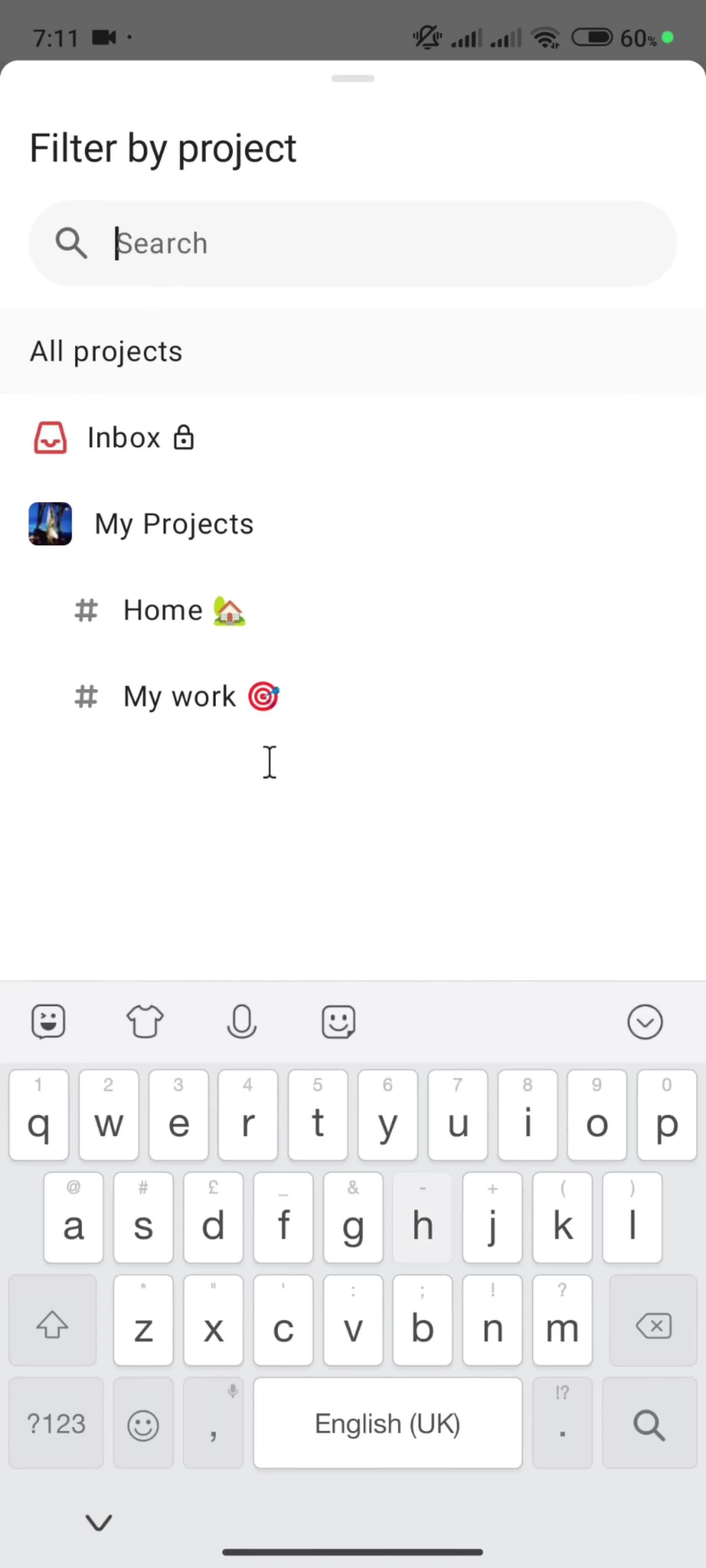 Filtering and sorting screenshot