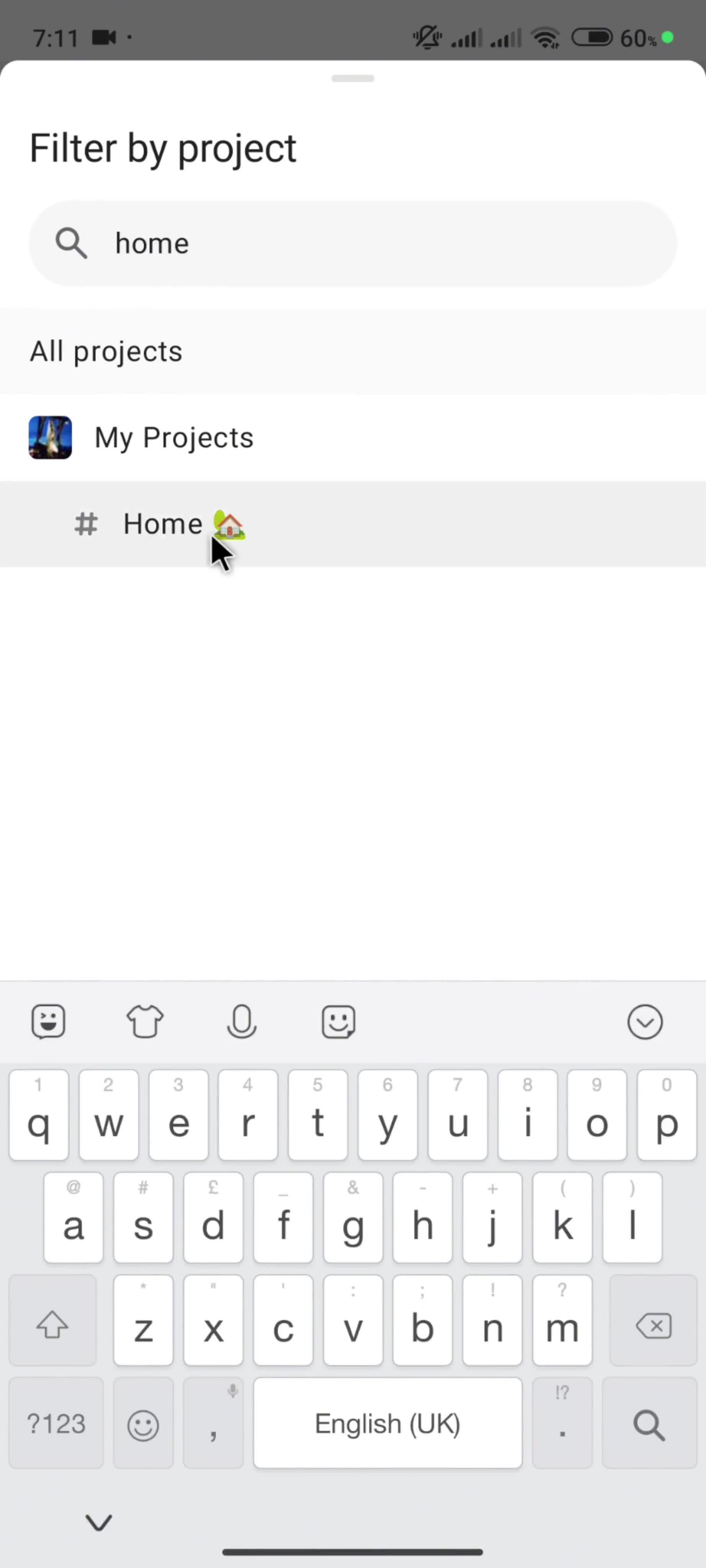 Filtering and sorting screenshot
