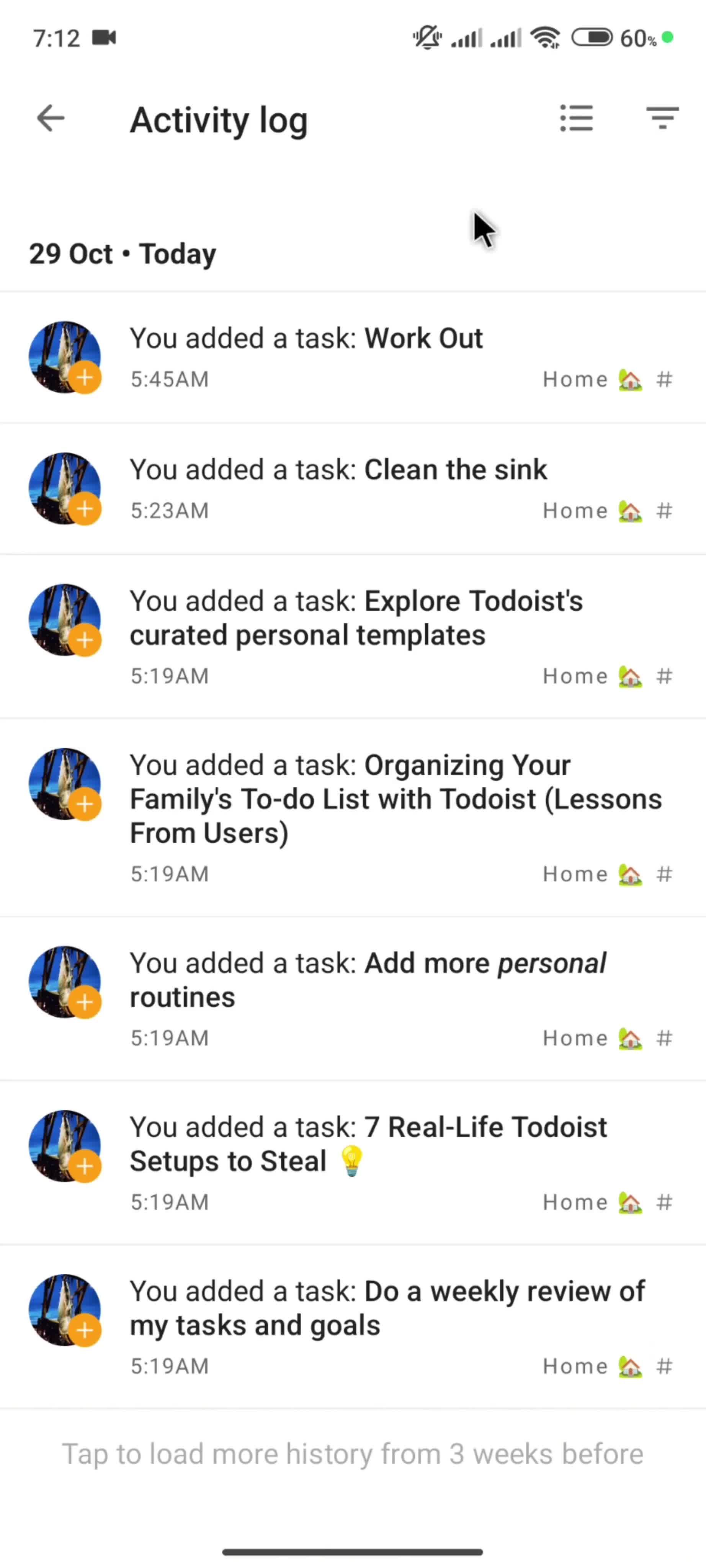Filtering and sorting screenshot