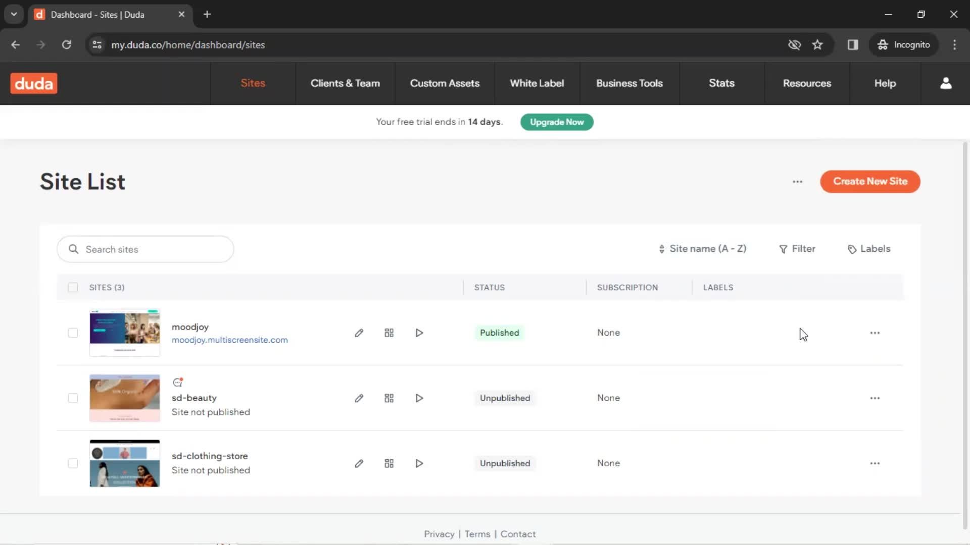 Filtering and sorting screenshot
