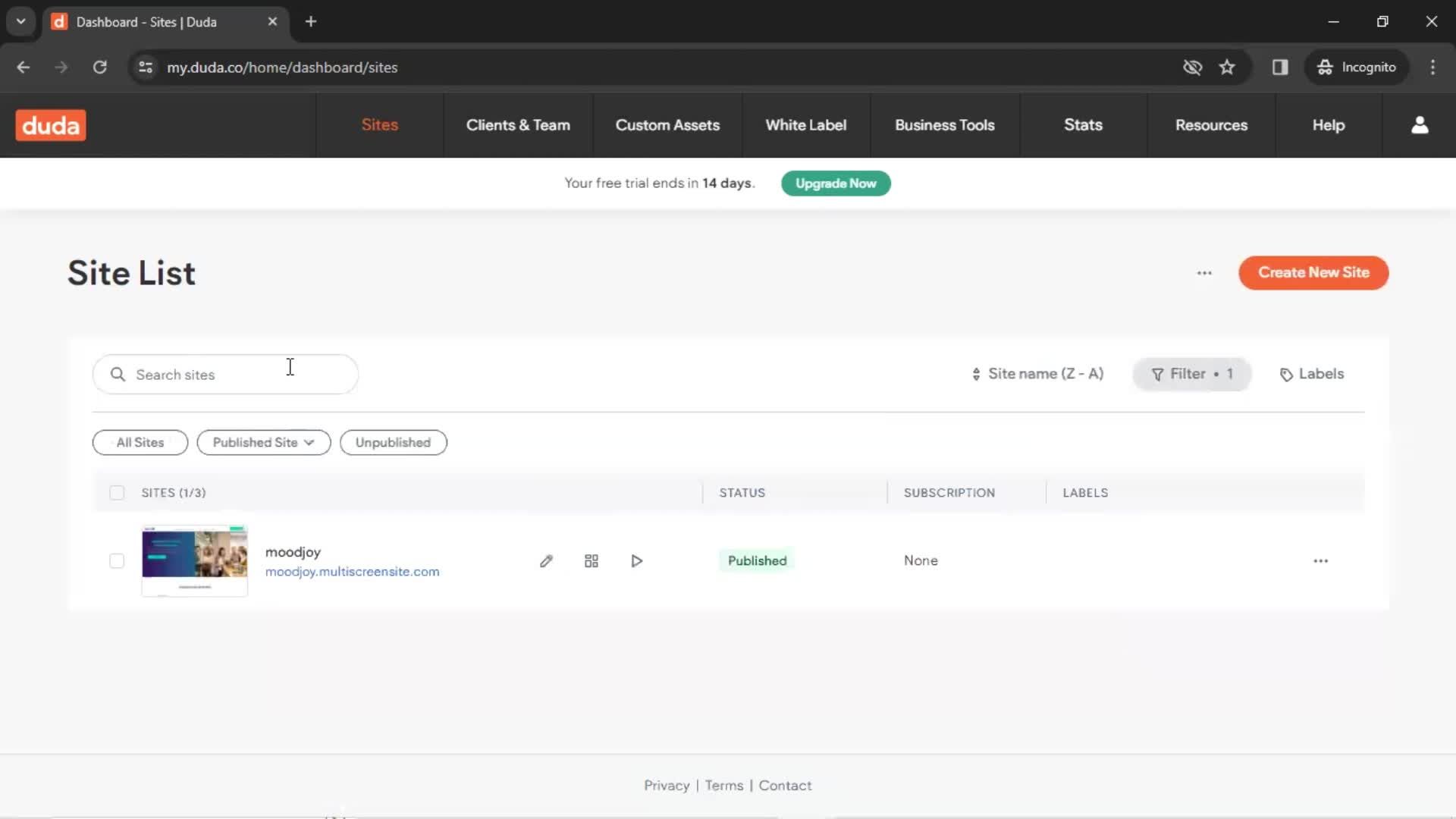 Filtering and sorting screenshot