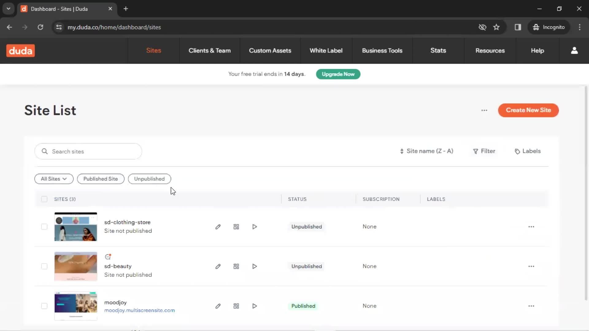 Filtering and sorting screenshot