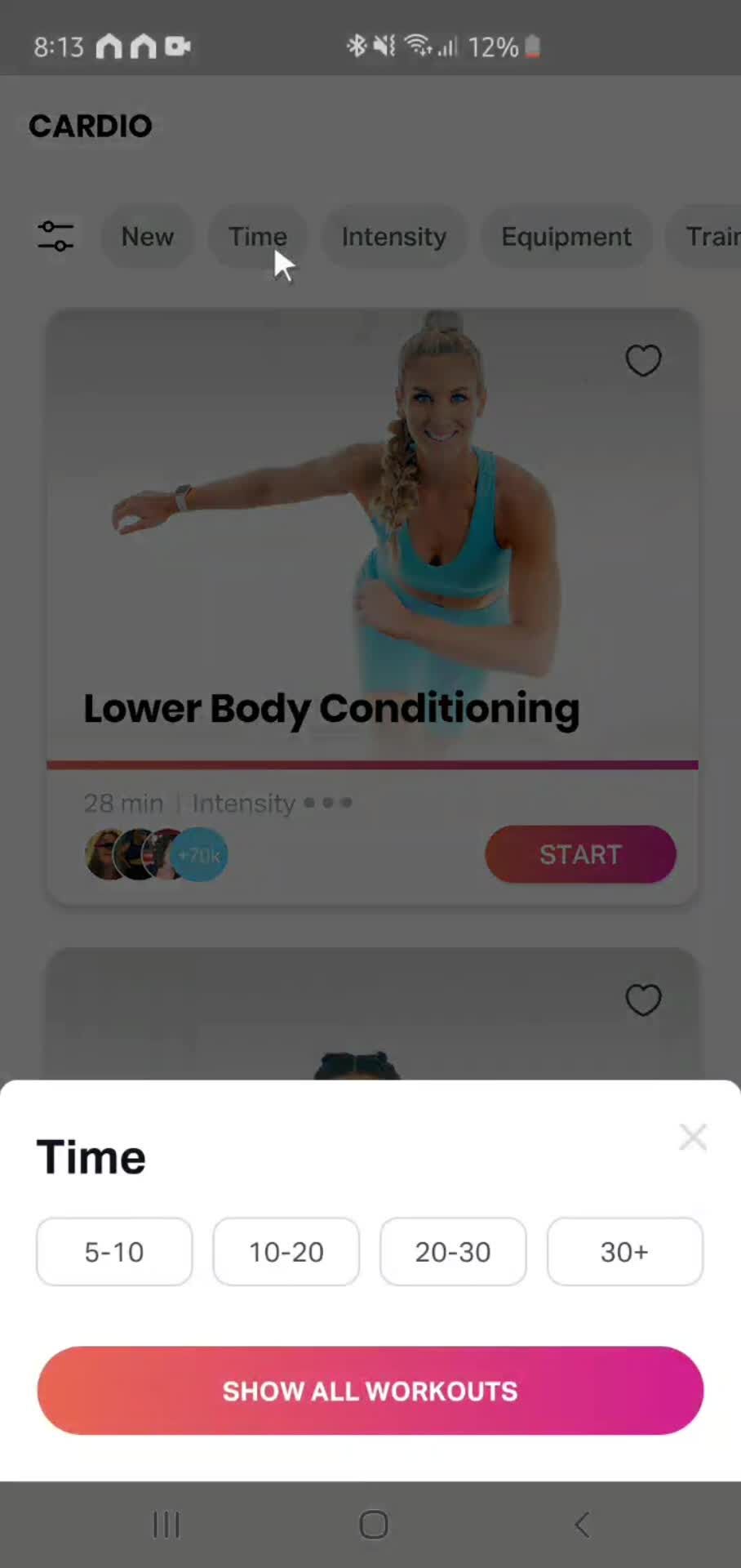 Filtering and sorting on FitOn video thumbnail