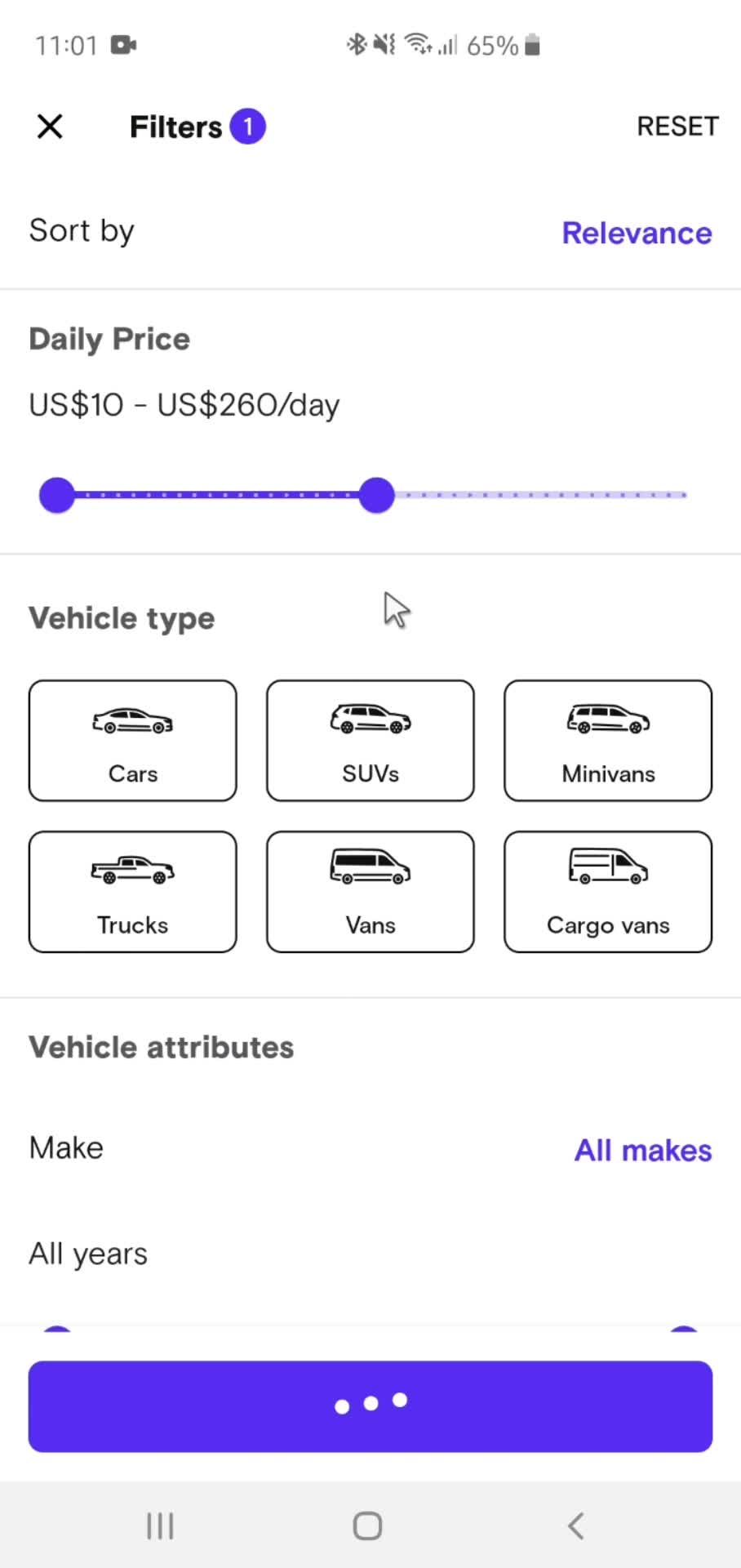 Filtering and sorting screenshot