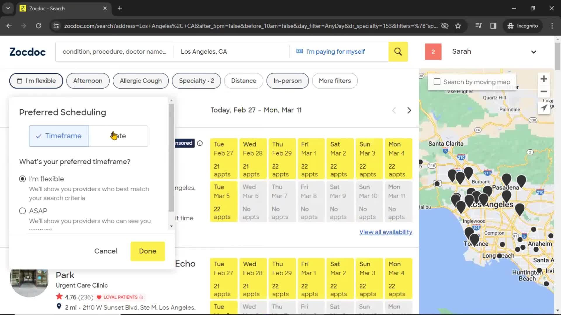Filtering and sorting screenshot