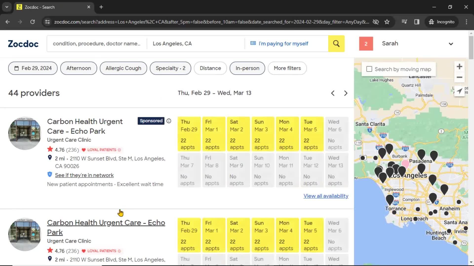 Filtering and sorting screenshot