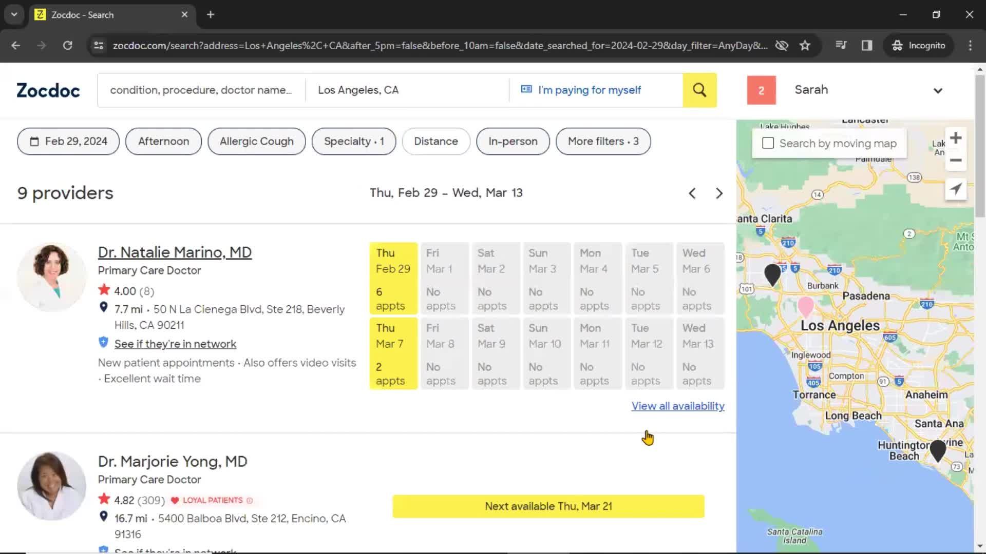 Filtering and sorting screenshot