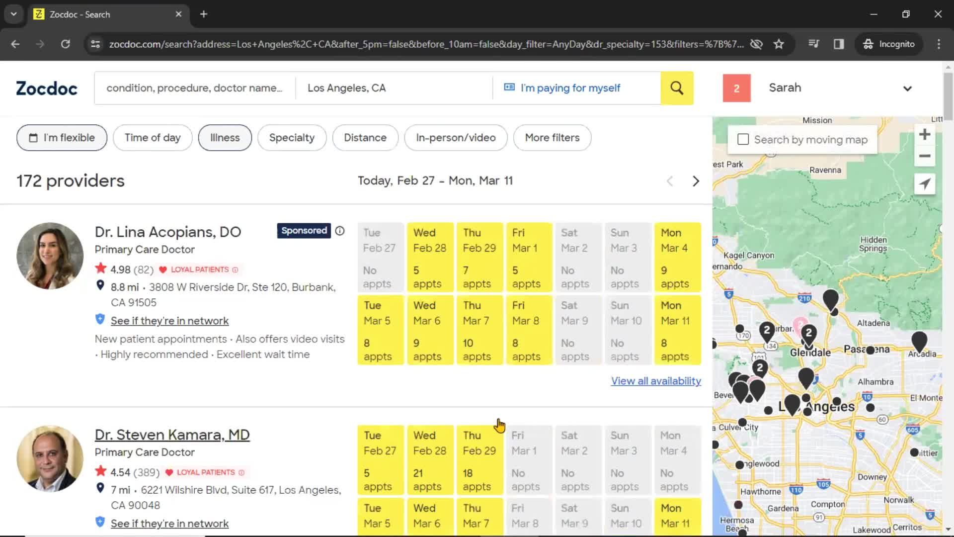 Filtering and sorting screenshot