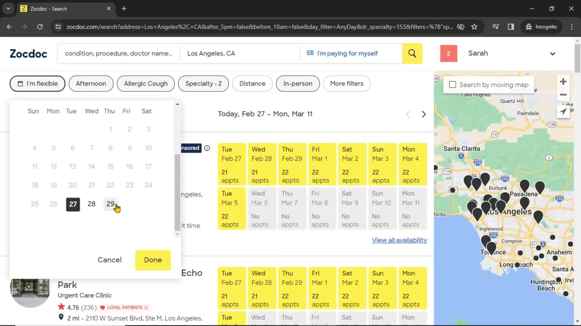 Filtering and sorting screenshot